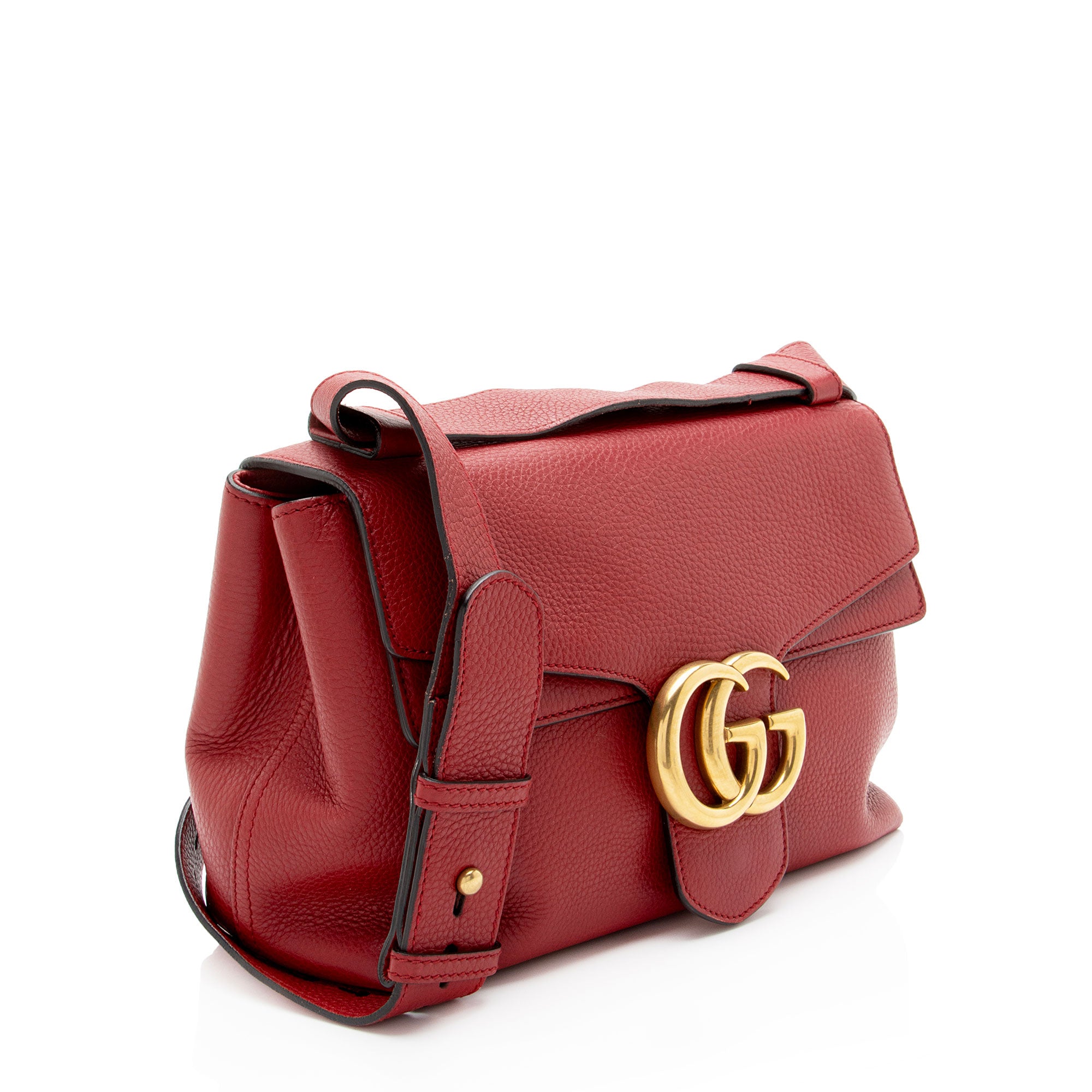 Gucci Grained Leather GG Marmont Large Flap Shoulder Bag