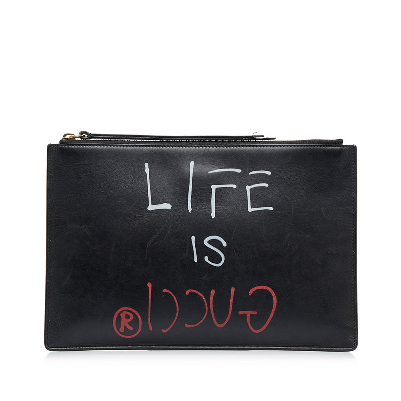 Gucci Gucci Ghost Life is Gucci Leather Clutch Bag SHG QPhnpZ
