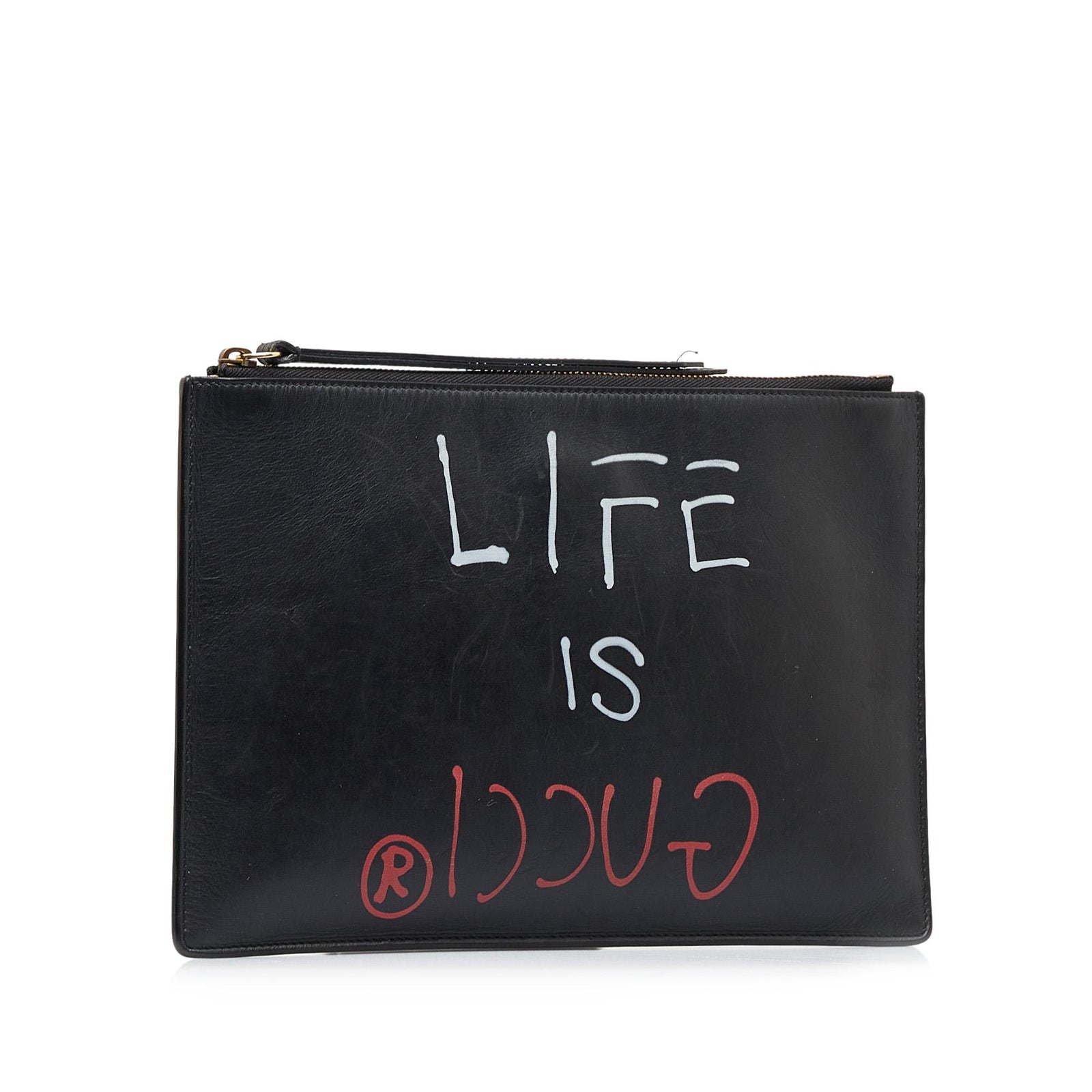 Gucci Gucci Ghost Life is Gucci Leather Clutch Bag SHG QPhnpZ