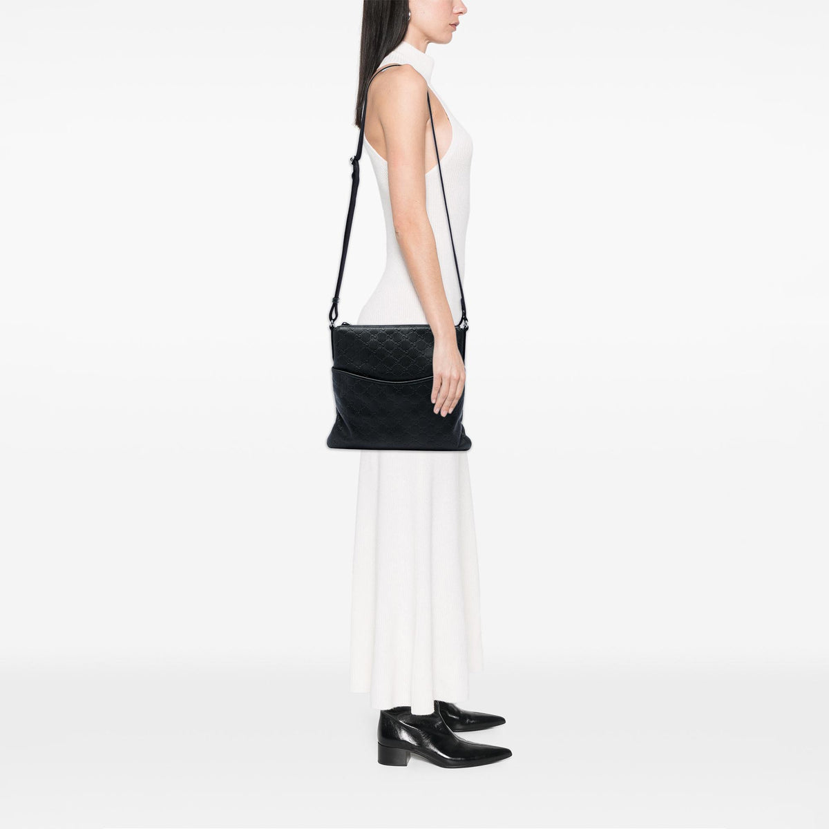 Gucci Guccissima Flat Messenger Bag
