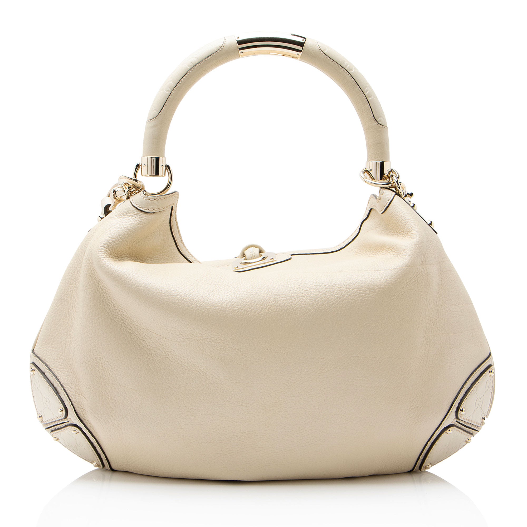 Gucci Guccissima Leather Bamboo Indy Large Satchel