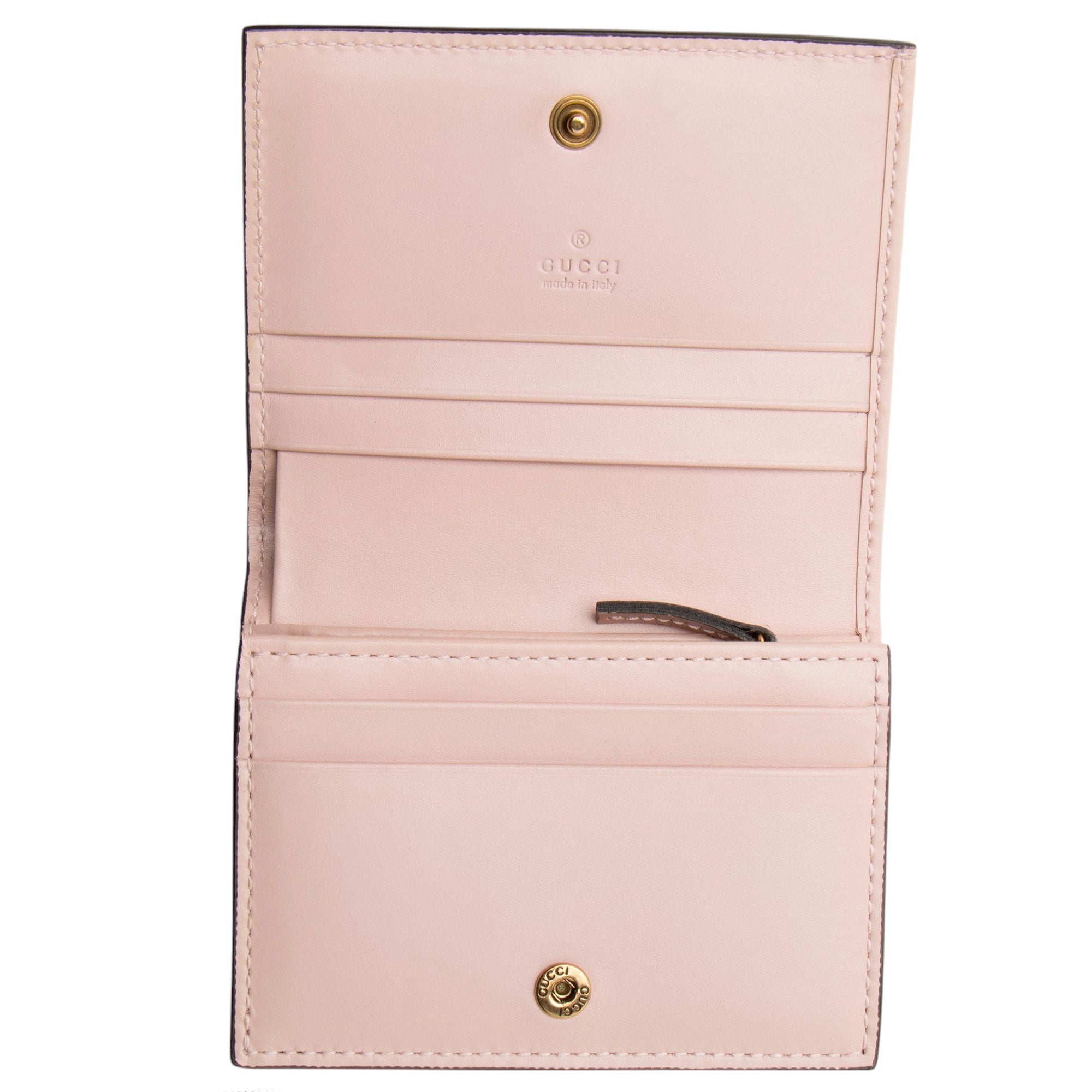 Gucci Guccissima Leather Crystal Cat Card Case (SHF-hencsi)