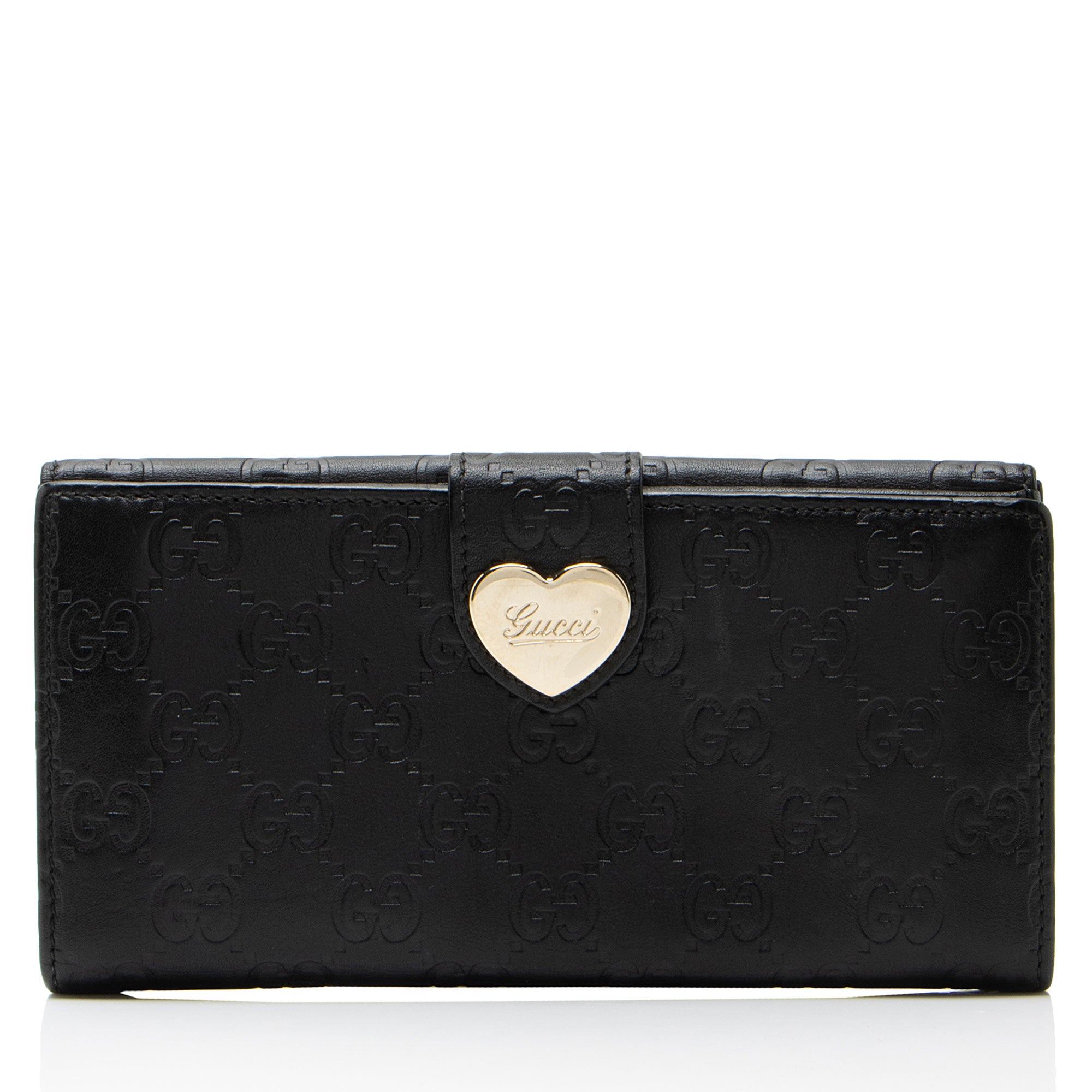 Gucci Guccissima Leather Heart Script Continental Wallet