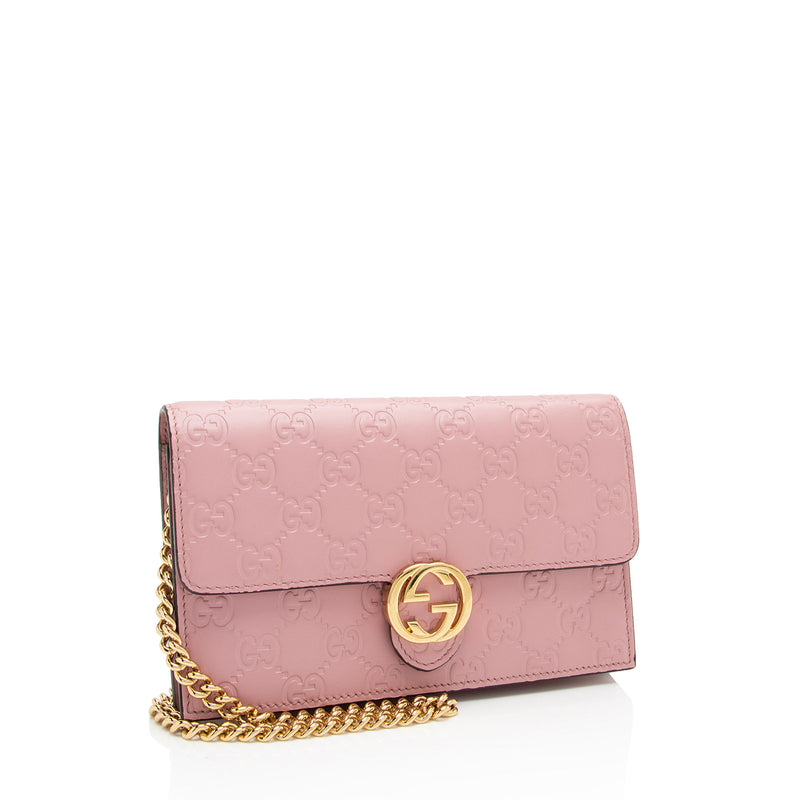 Gucci Guccissima Leather Icon Chain Wallet (SHF-cpfwyX)