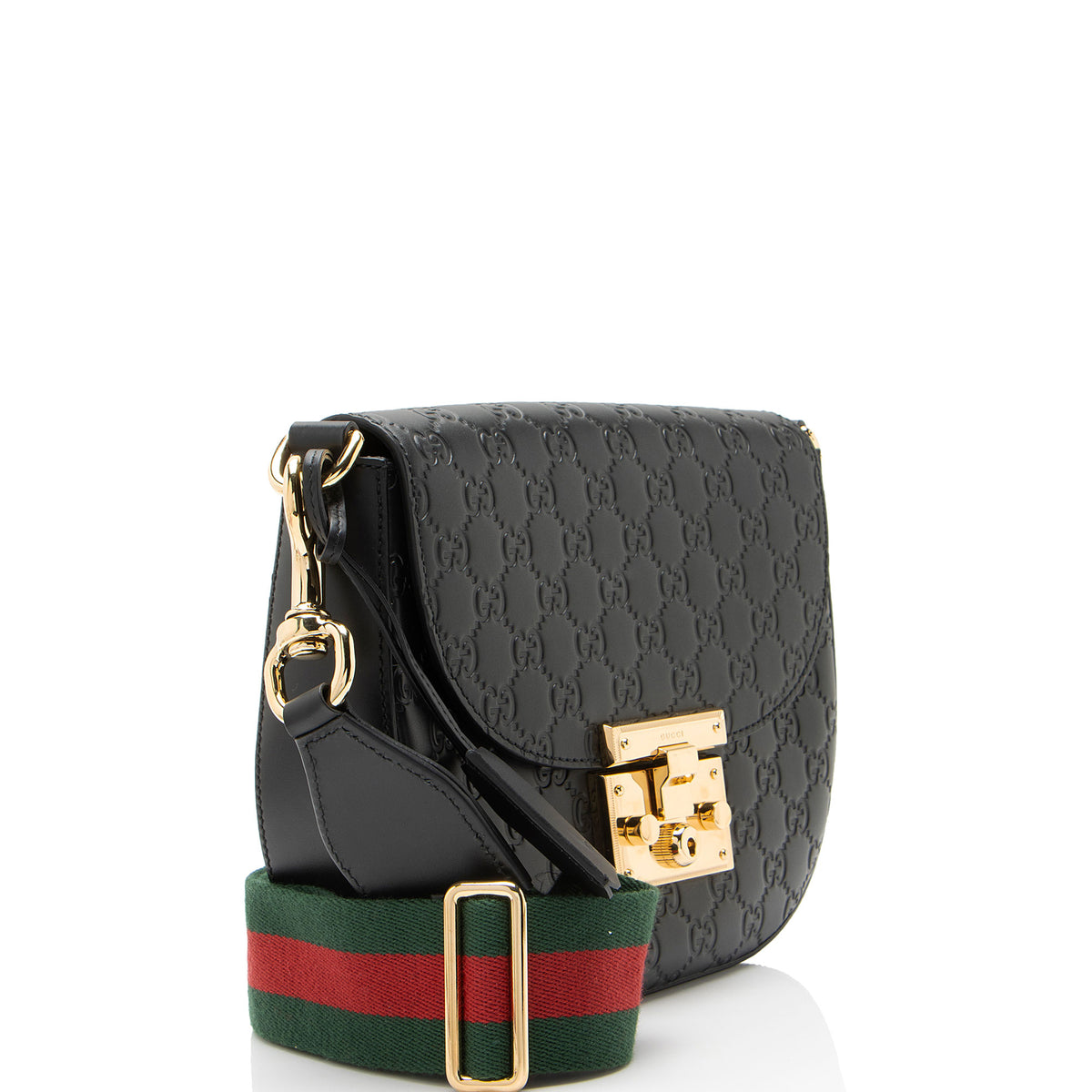 Gucci Guccissima Leather Padlock Saddle Medium Shoulder Bag
