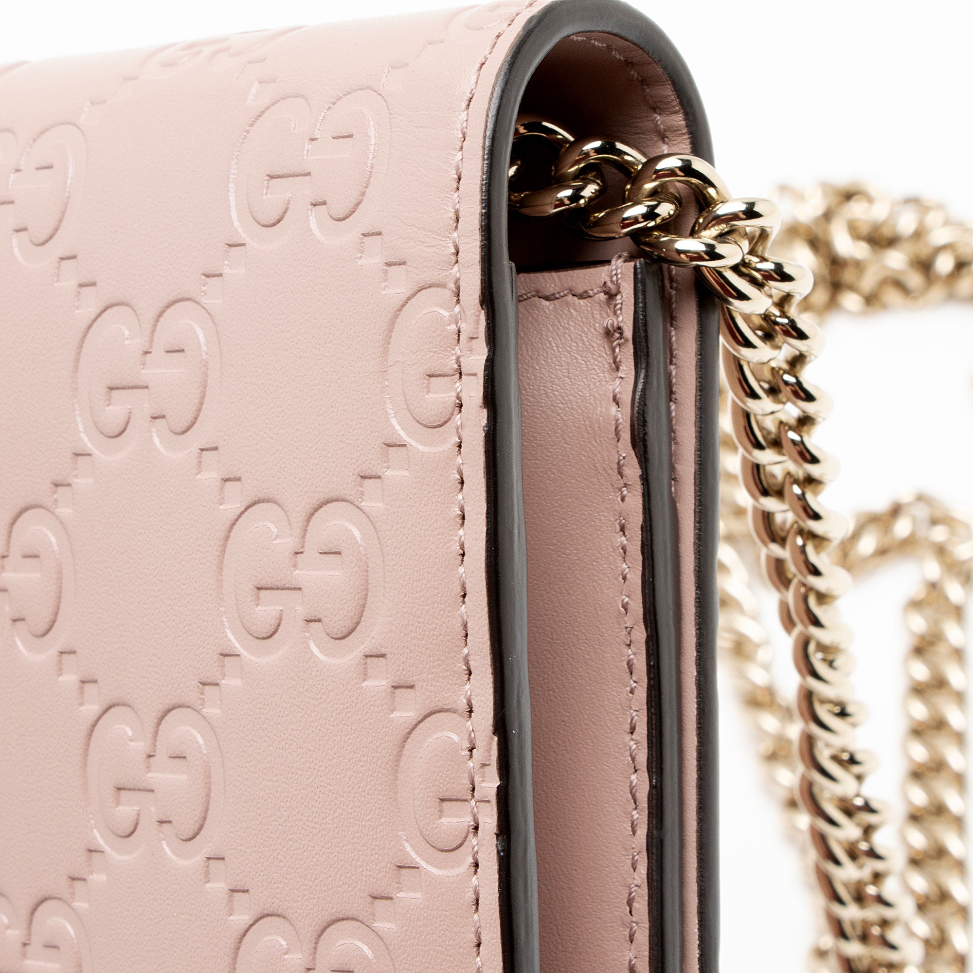 Gucci Guccissima Leather Signature Bow Mini Wallet on Chain