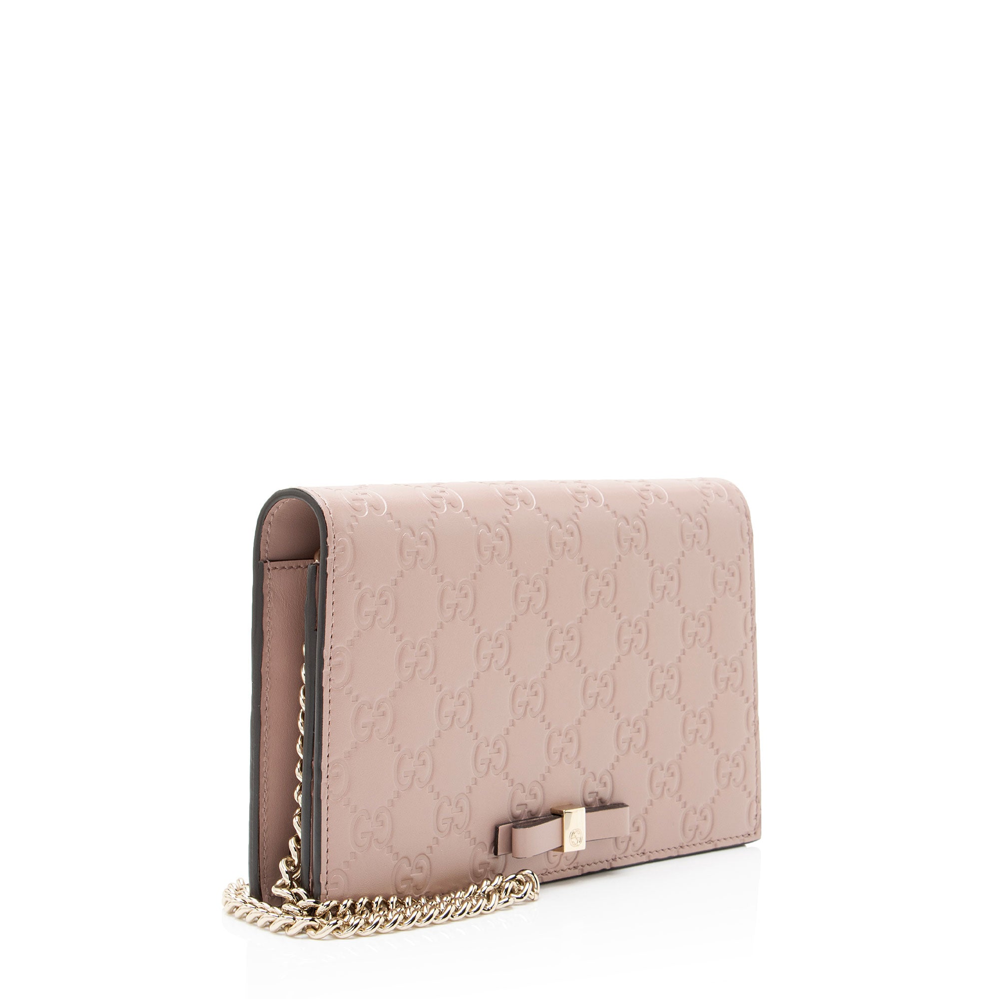 Gucci Guccissima Leather Signature Bow Mini Wallet on Chain