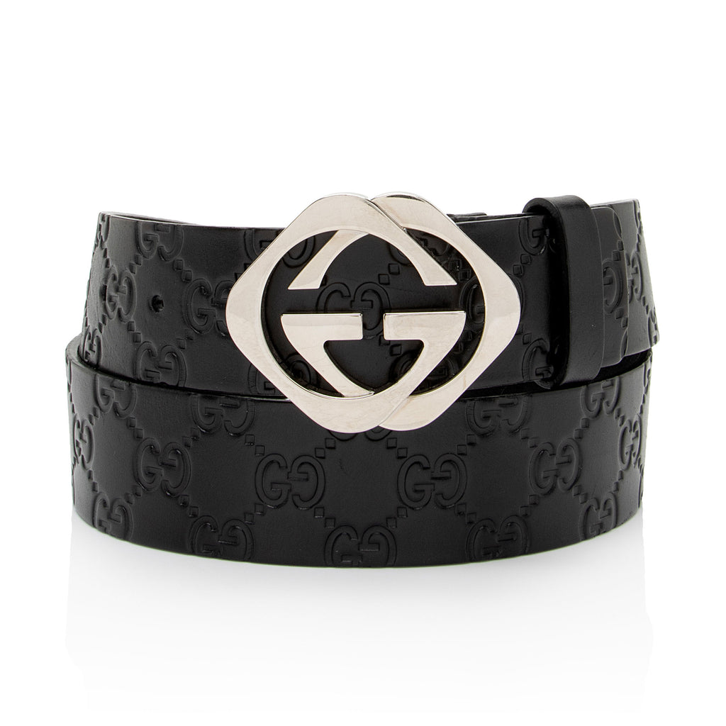 Gucci Guccissima Leather Square Interlocking G Belt - Size 34 / 85