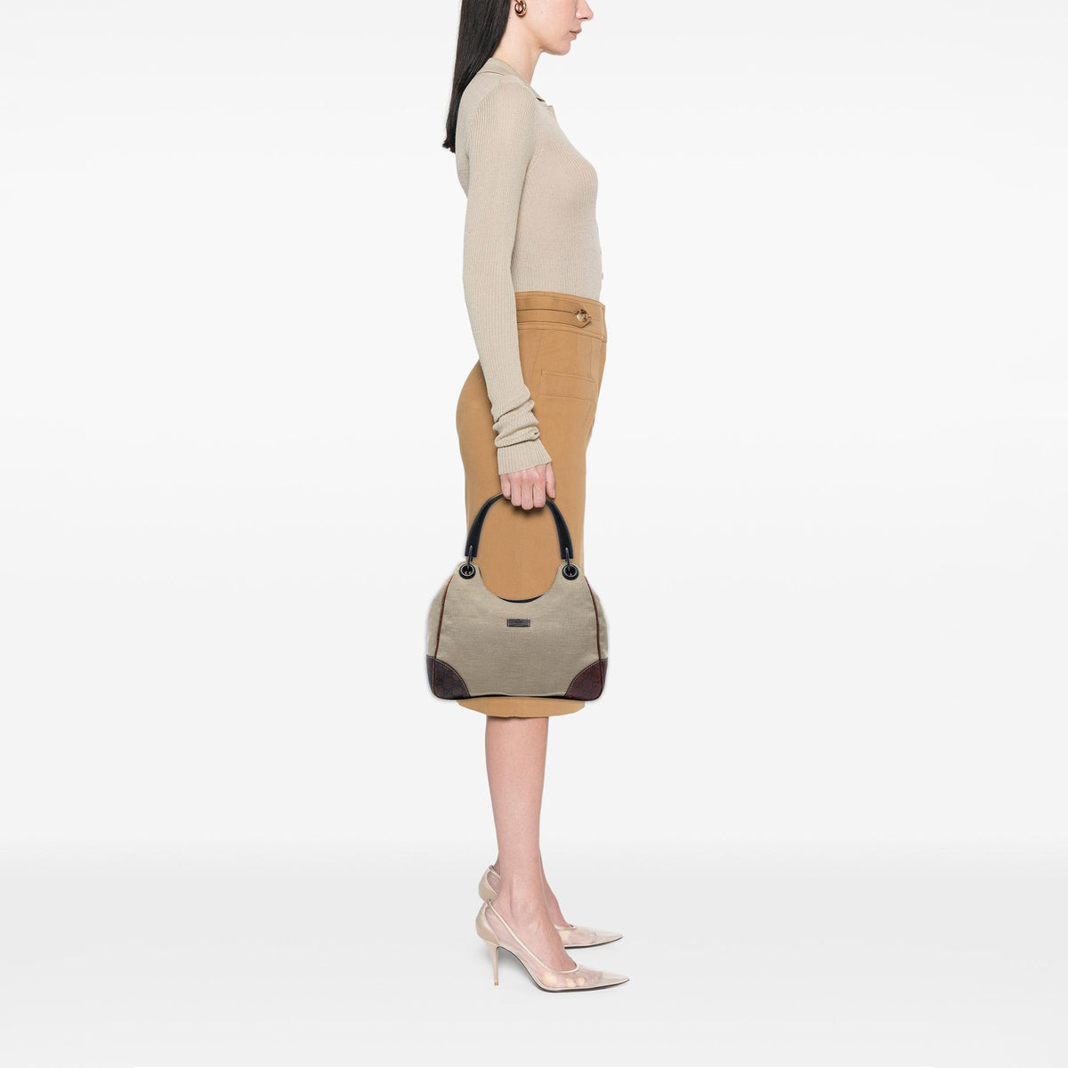 Gucci Guccissima Trimmed Canvas Colbert Shoulder Bag