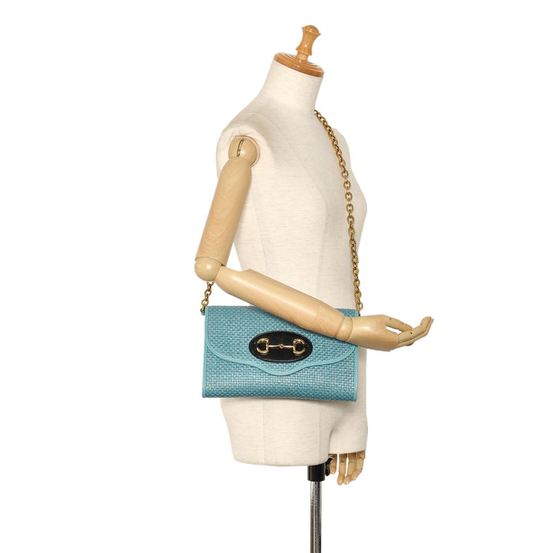 Gucci Horsebit 1955 Raffia Chain Bag (SHG-4v9ib8)