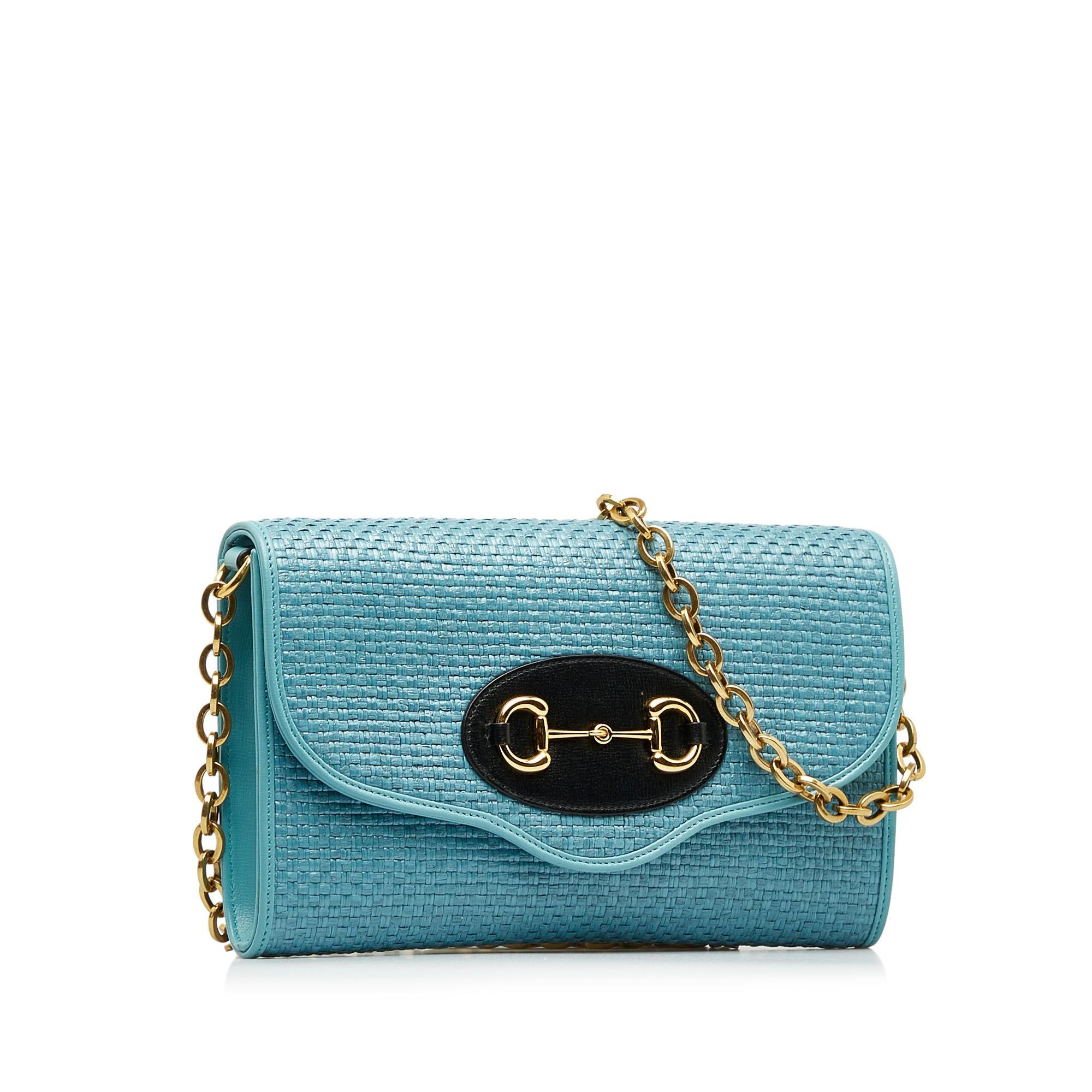 Gucci Horsebit 1955 Raffia Chain Bag (SHG-4v9ib8)