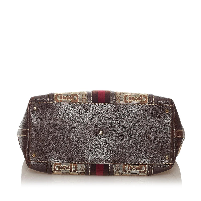 Gucci Horsebit Canvas Web Treasure Handbag (SHG-27842)