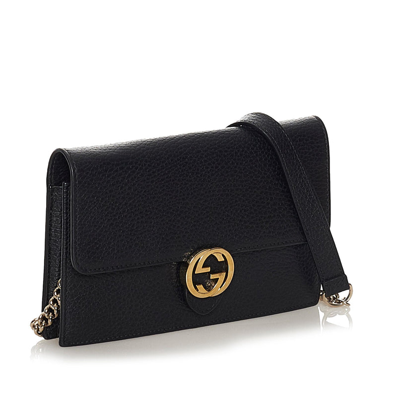 Gucci Interlocking G Chain Leather Wallet on Chain SHG 33833