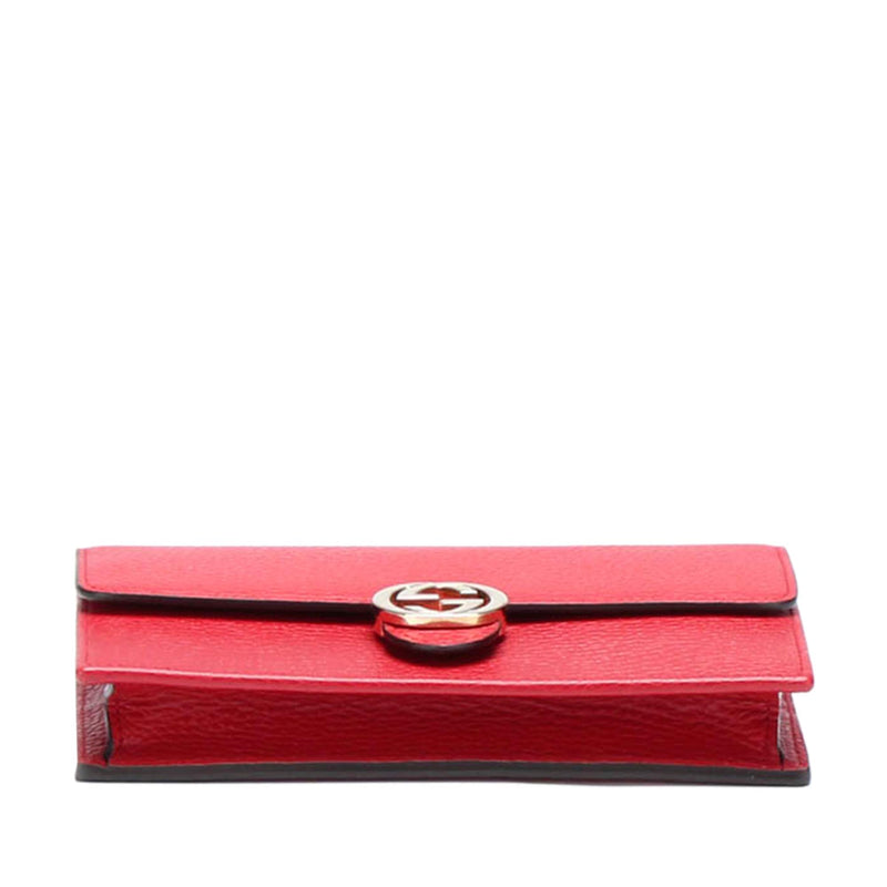 Gucci, Bags, Gucci Red Leather Interlocking G Wallet On Chain