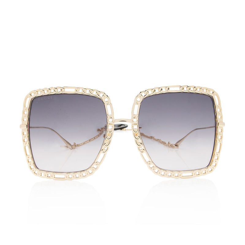 Gucci Interlocking G Charm Chain Oversize Square Sunglasses (SHF-ZhUx8y)