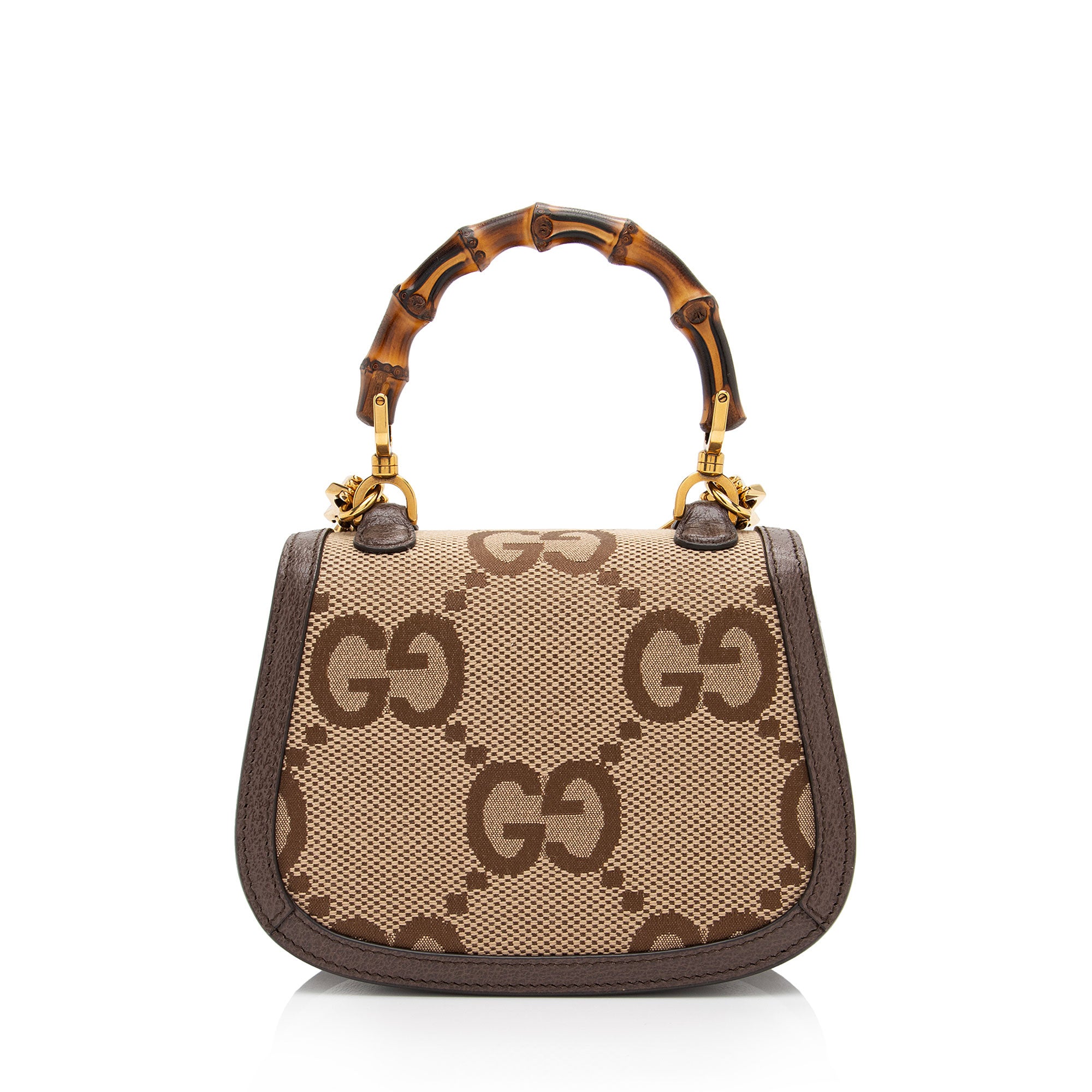 Gucci Jumbo GG Canvas Bamboo 1947 Mini Top Handle Bag (SHF-GbaD9h)
