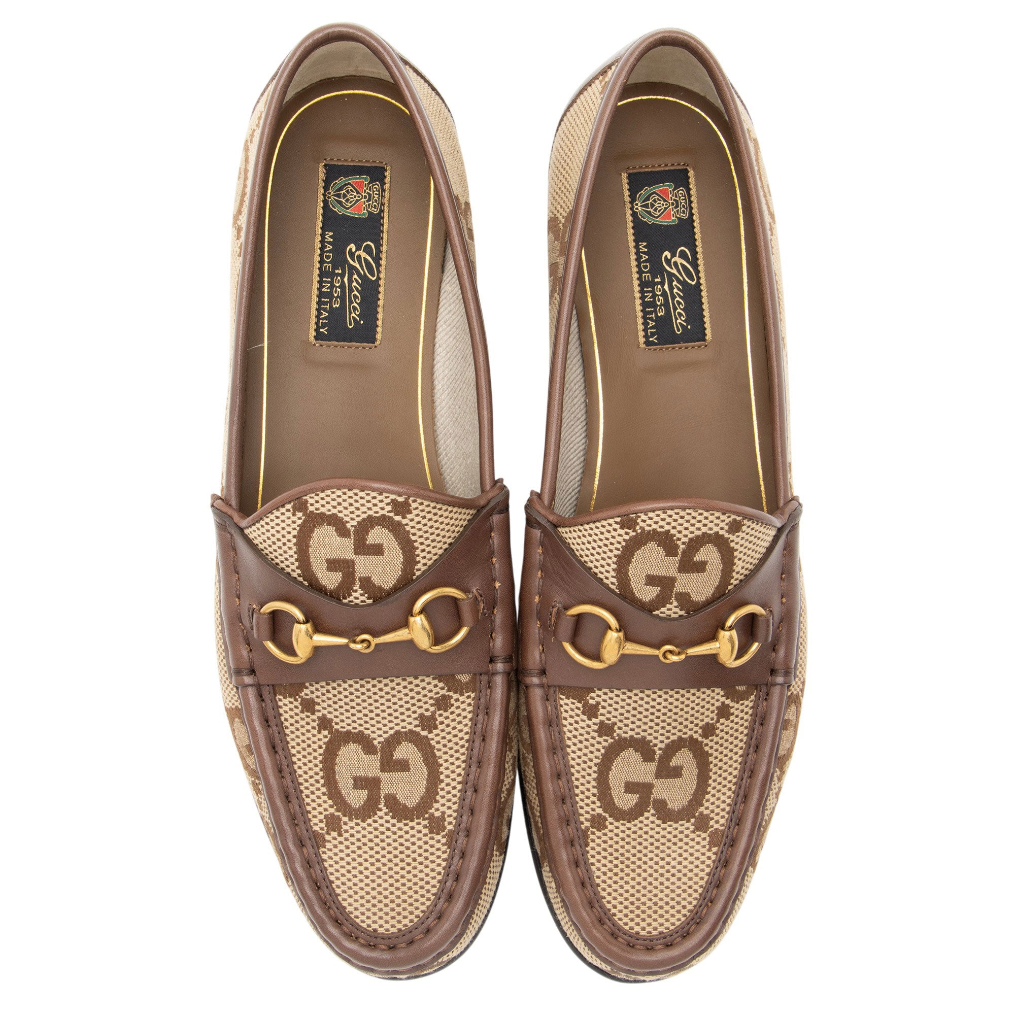 Gucci Jumbo GG Canvas Horsebit Jordaan Loafers - Size 10 / 40
