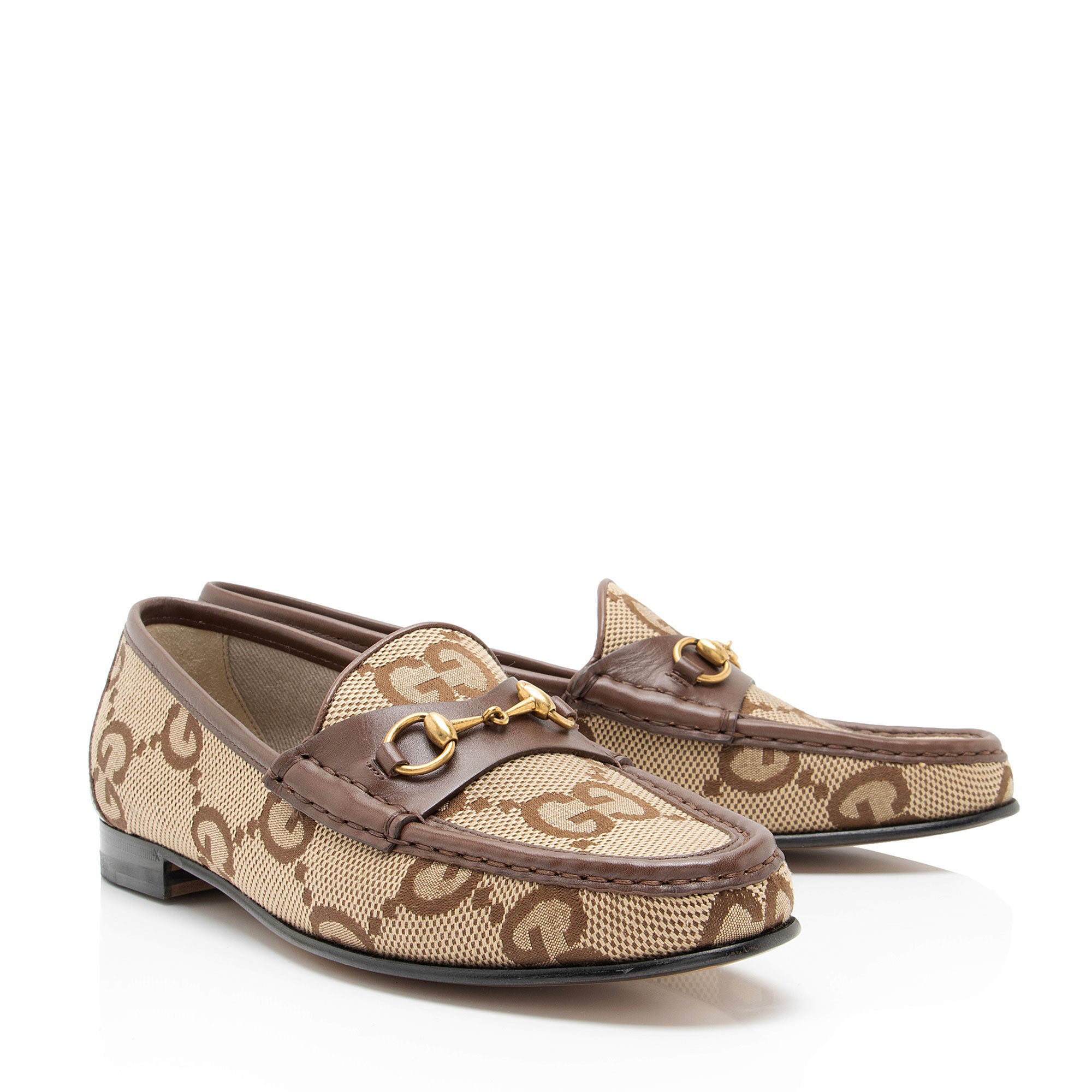 Gucci Jumbo GG Canvas Horsebit Jordaan Loafers - Size 10 / 40