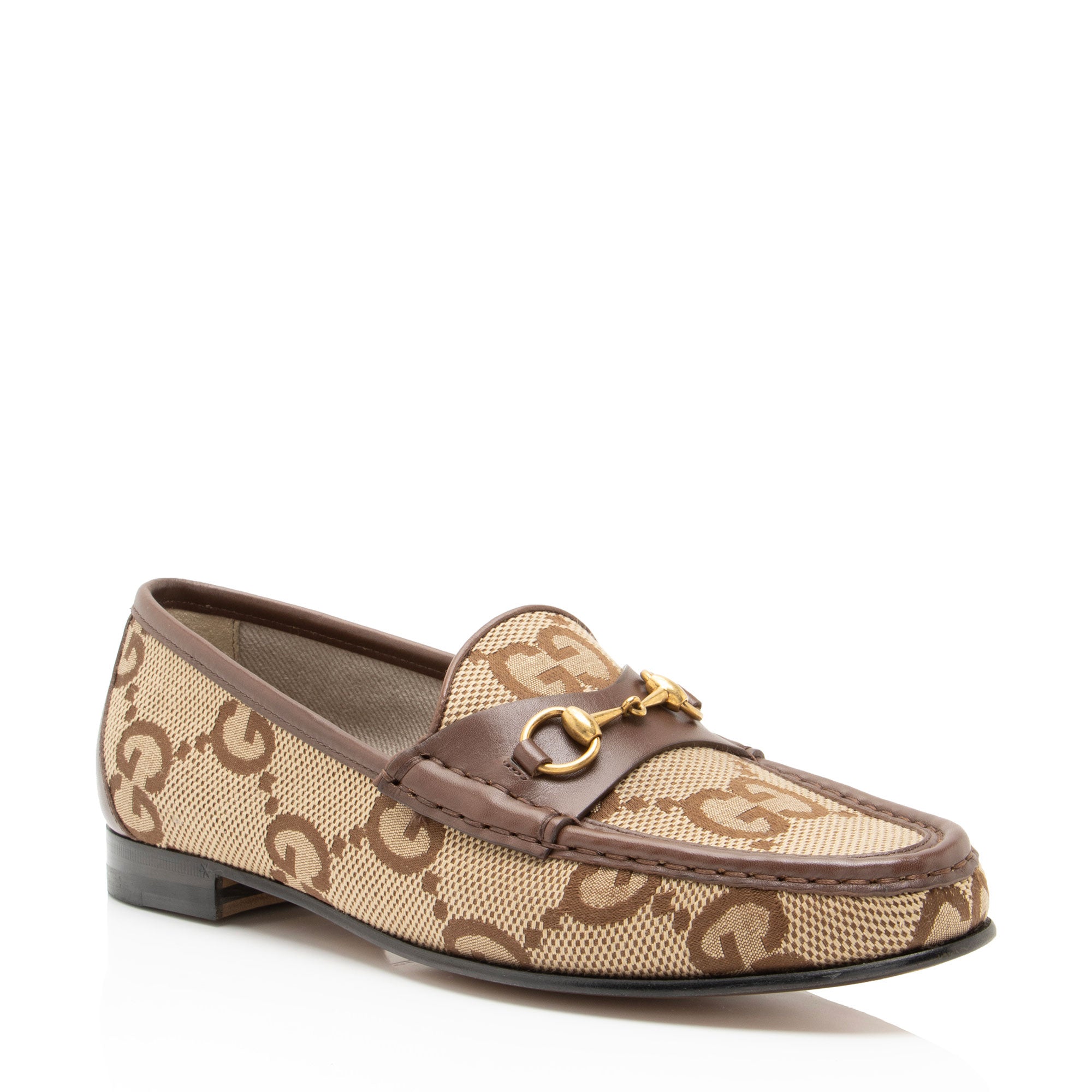 Gucci Jumbo GG Canvas Horsebit Jordaan Loafers - Size 10 / 40