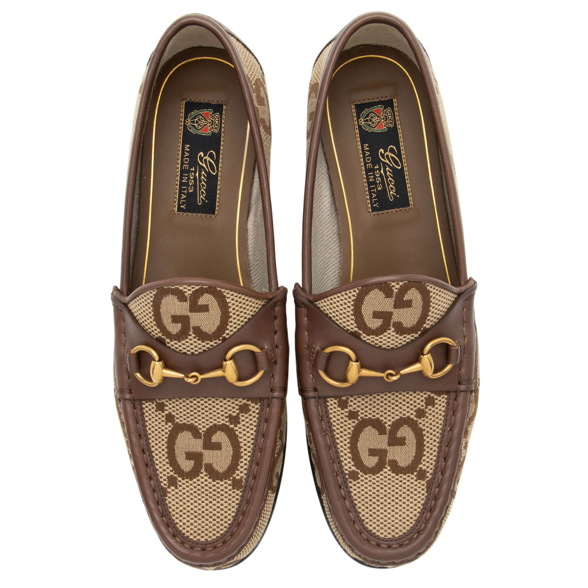 Gucci Jumbo GG Canvas Horsebit Jordaan Loafers - Size 7 / 37