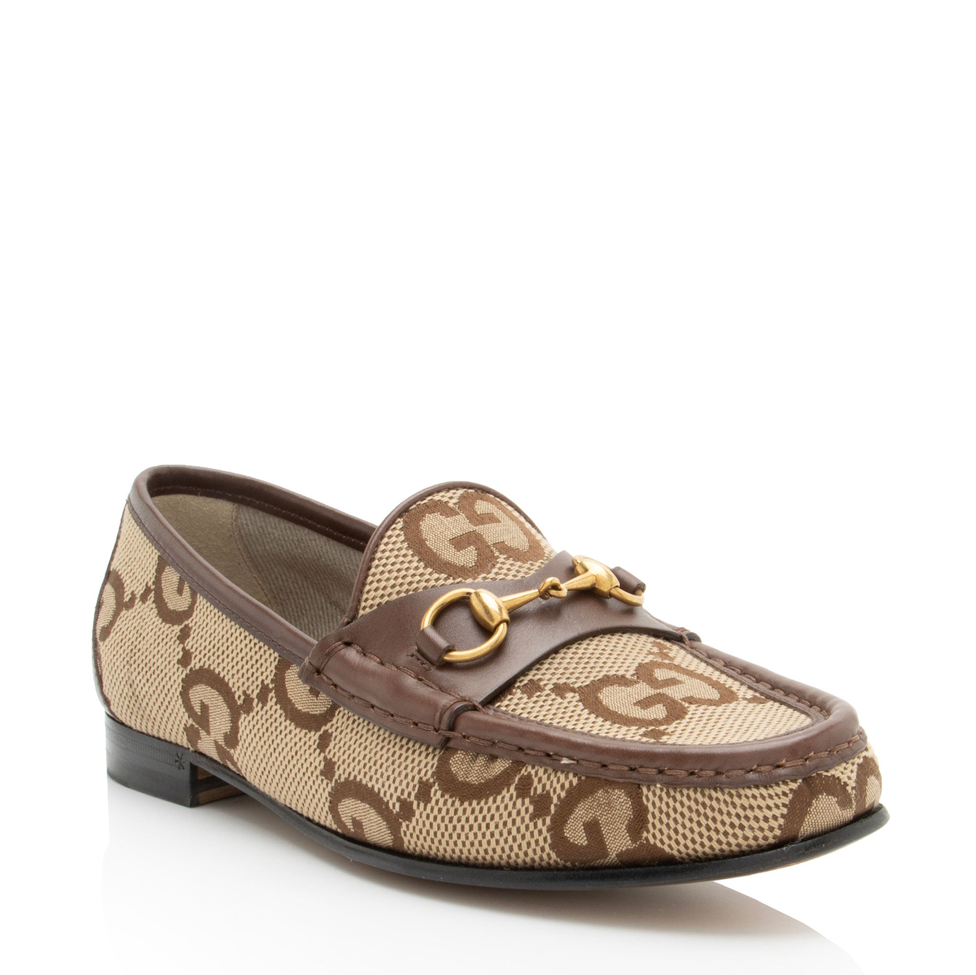Gucci Jumbo GG Canvas Horsebit Jordaan Loafers - Size 7 / 37
