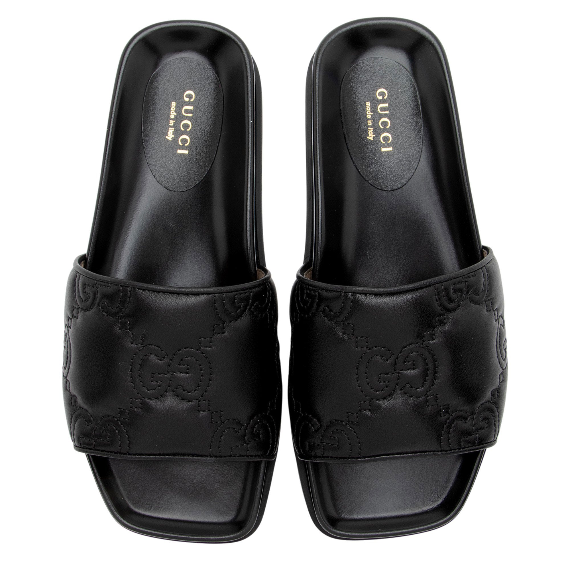 Gucci Jumbo GG Leather Slides - Size 6.5 / 36.5