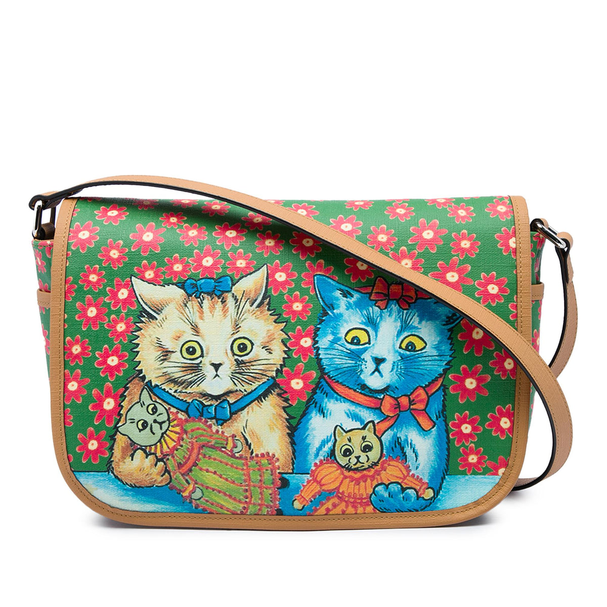 Gucci Kids Coated Canvas Floral Cat Print Messenger Bag