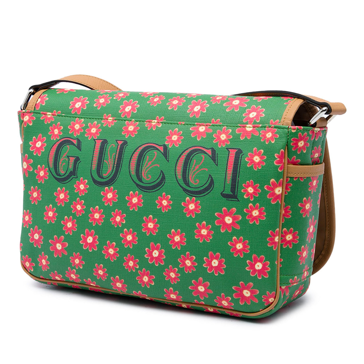 Gucci Kids Coated Canvas Floral Cat Print Messenger Bag