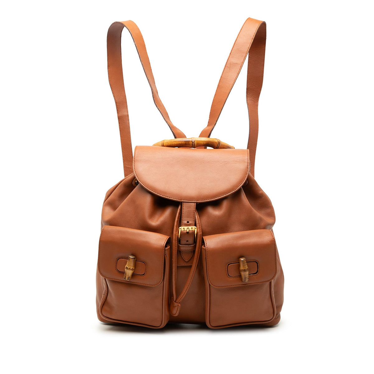 Gucci Large Calfskin Bamboo Drawstring Backpack