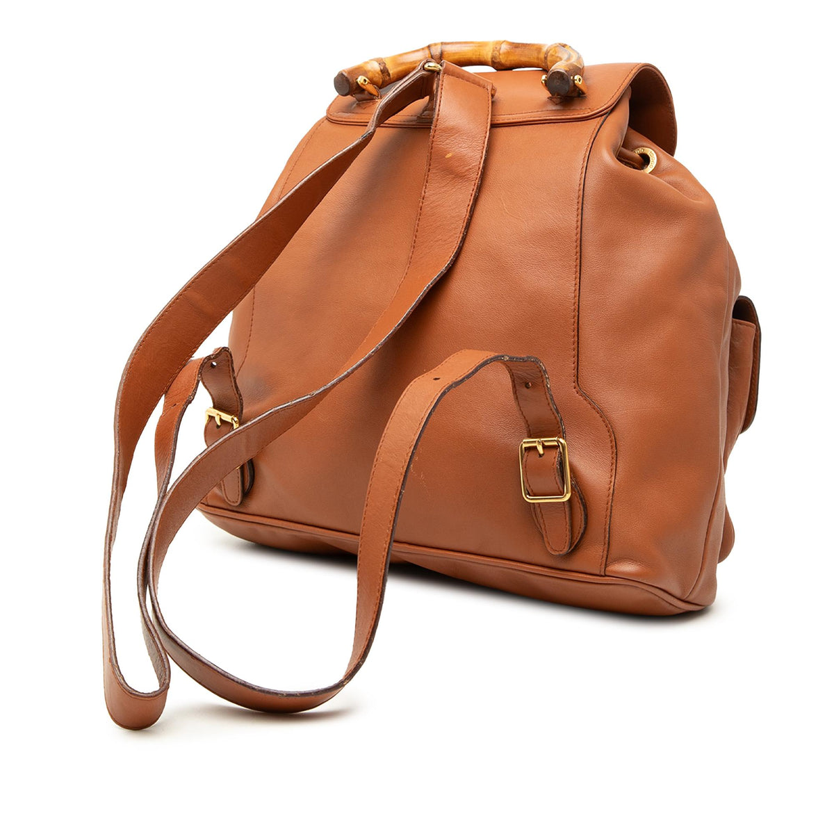 Gucci Large Calfskin Bamboo Drawstring Backpack