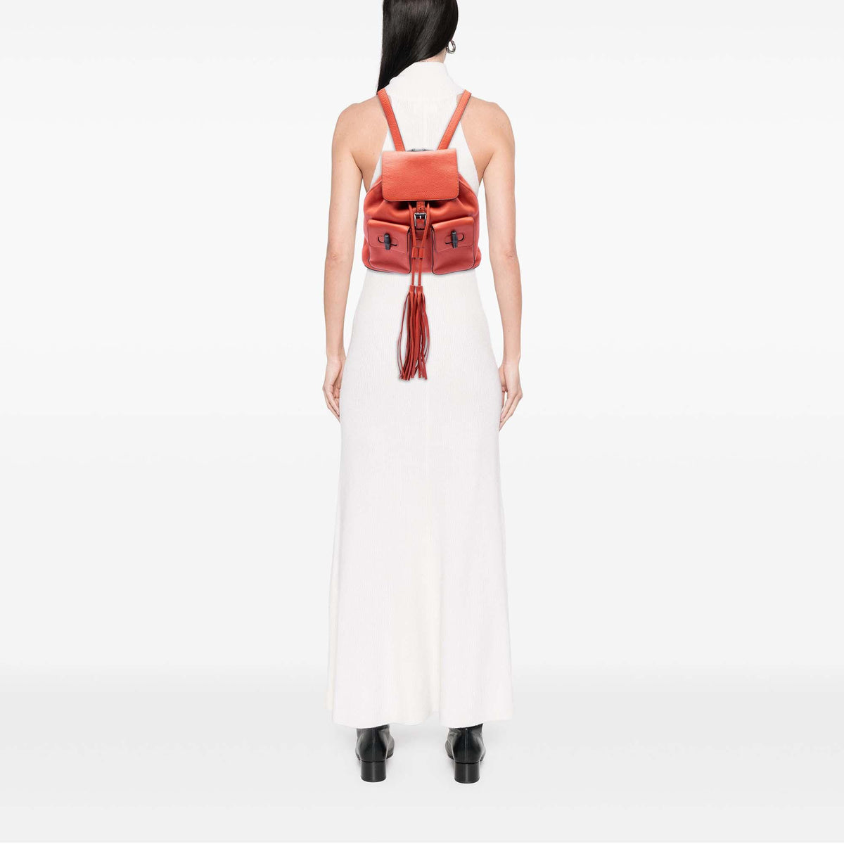 Gucci Large Calfskin Bamboo Tassel Drawstring Backpack