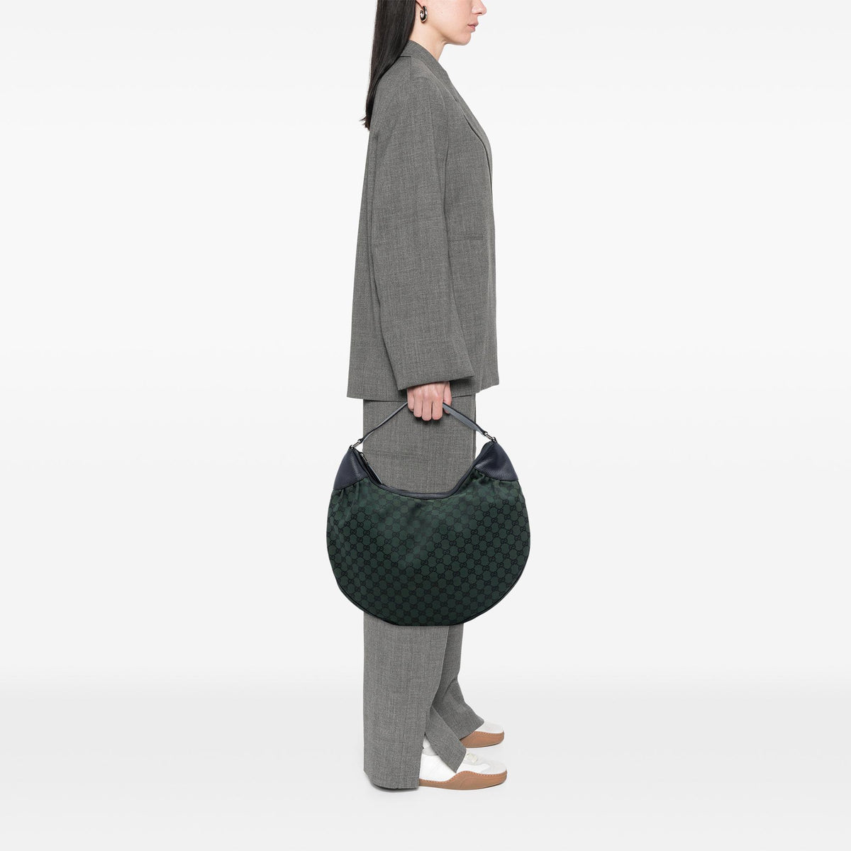 Gucci Large GG Canvas Half Moon Hobo