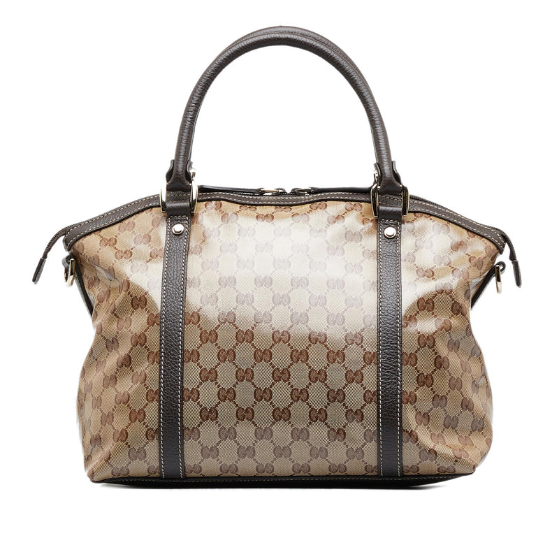Gucci Brown/Beige GG Canvas and Leather Charm Dome Satchel Gucci