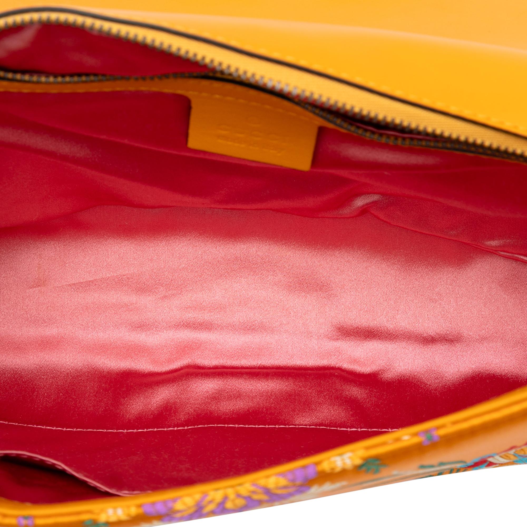 Gucci Large GG Marmont Matelasse Silk Embroidered Floral Shoulder Bag