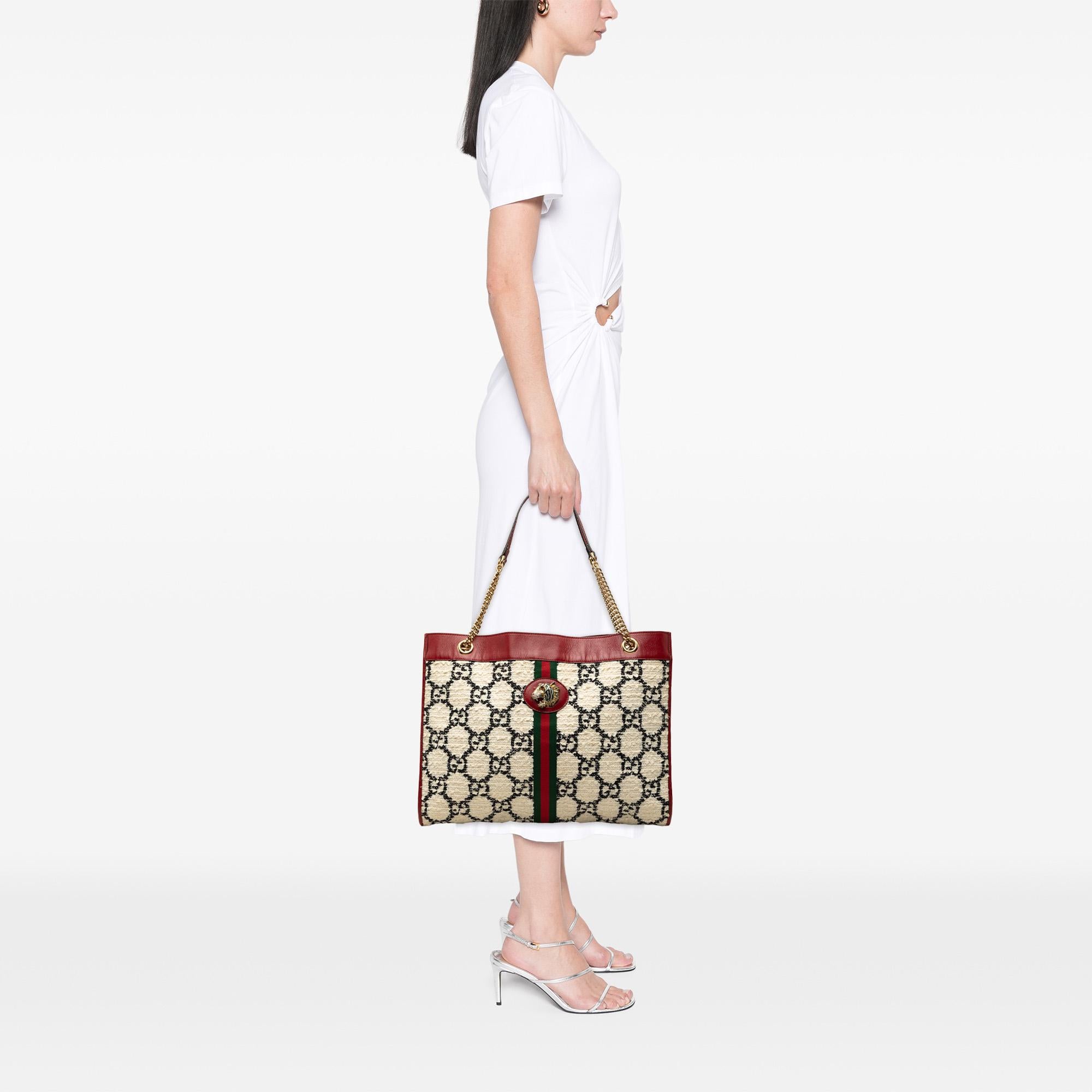 Gucci Large GG Tweed Web Rajah Tote