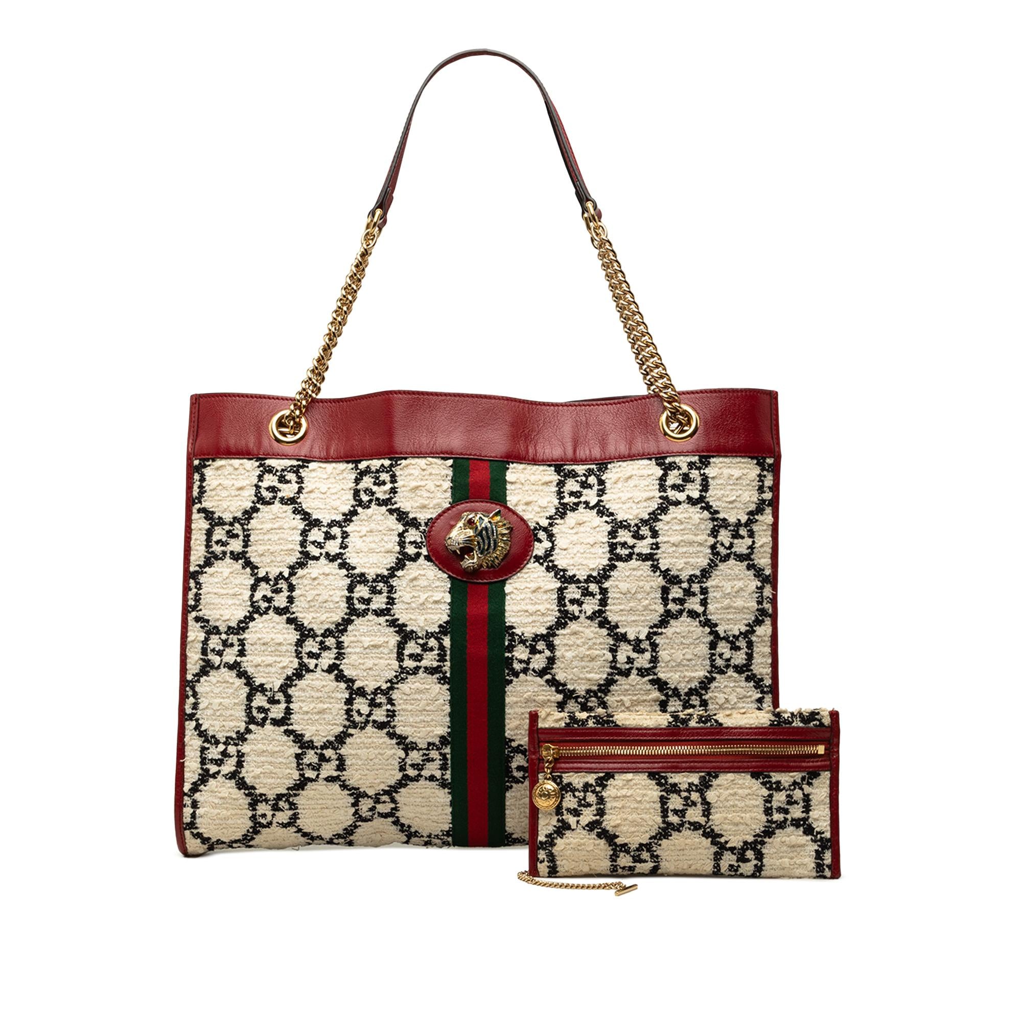Gucci Large GG Tweed Web Rajah Tote