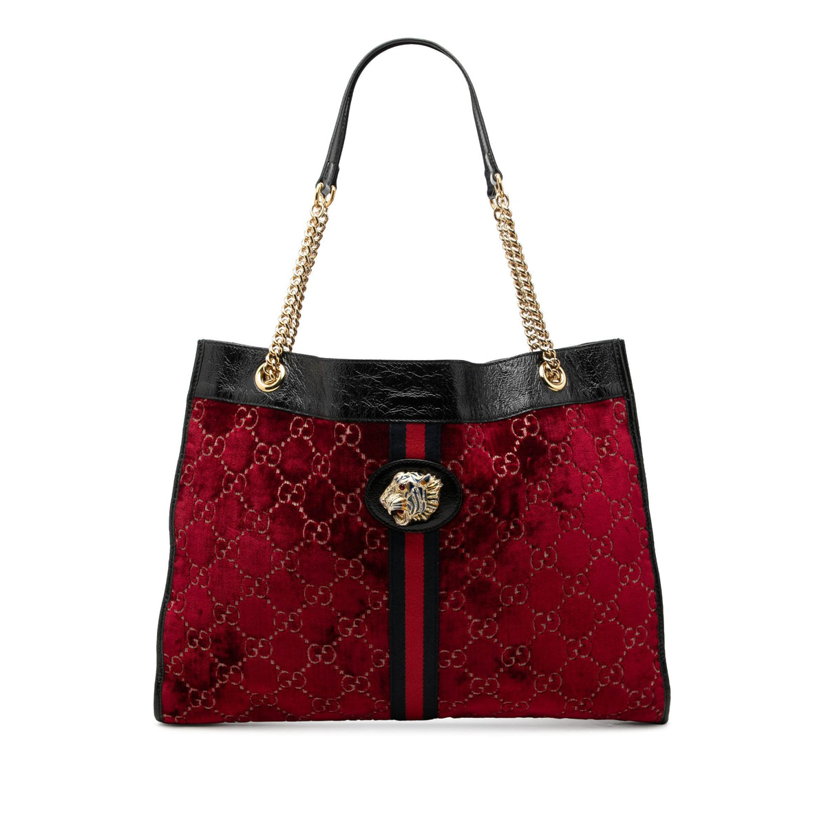 Gucci Large GG Velvet Web Rajah Tote