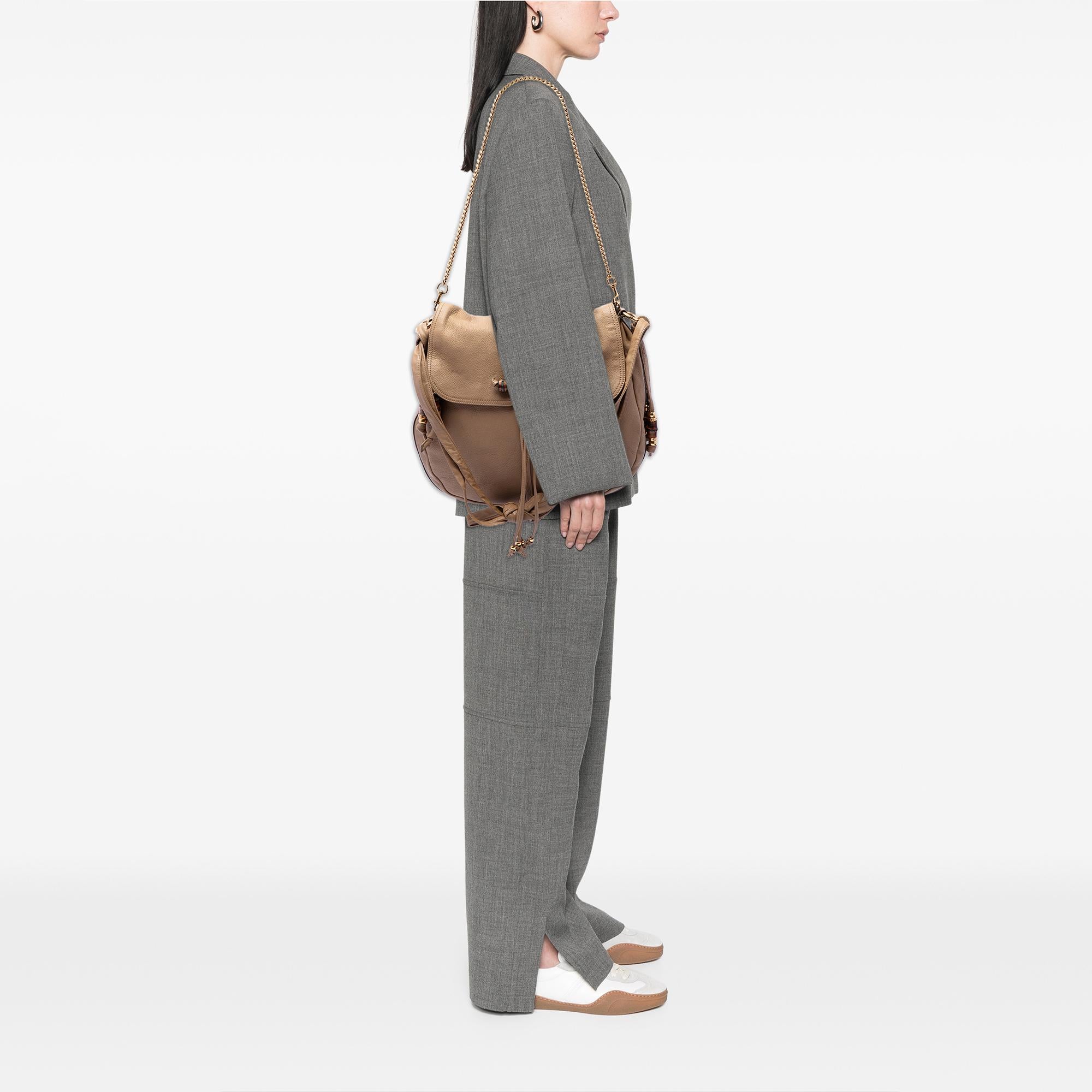 Gucci Large Pebbled Calfskin Jungle Satchel