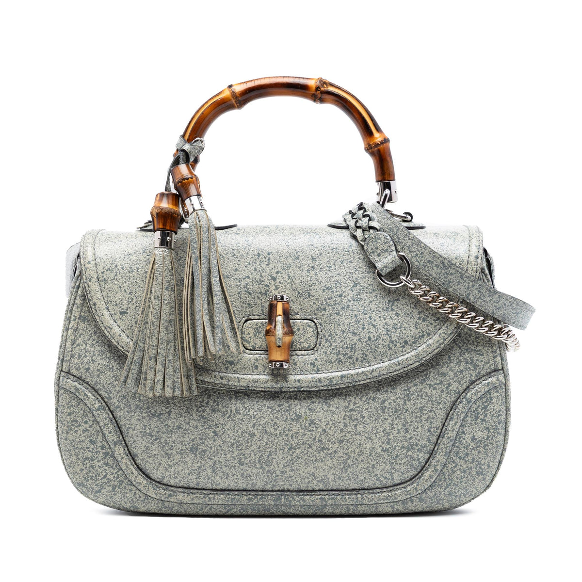 Gucci Large Speckled Leather New Bamboo Top Handle Bag