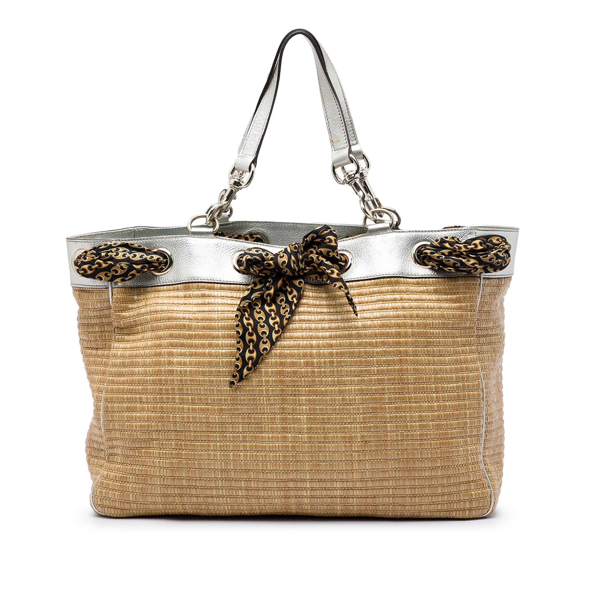 Gucci Large Straw Positano Scarf Tote