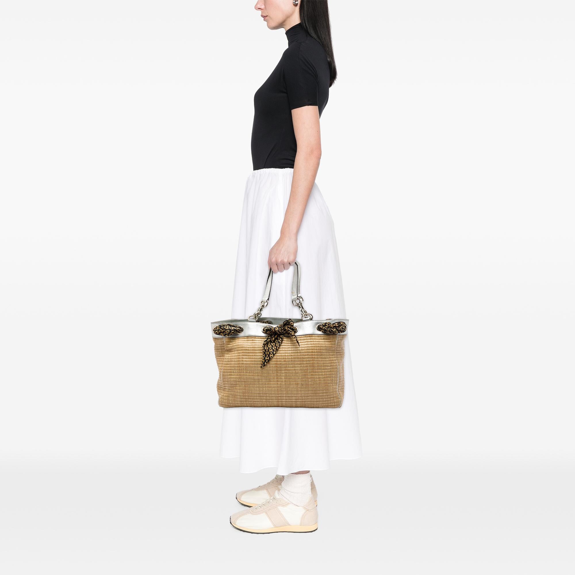 Gucci Large Straw Positano Scarf Tote