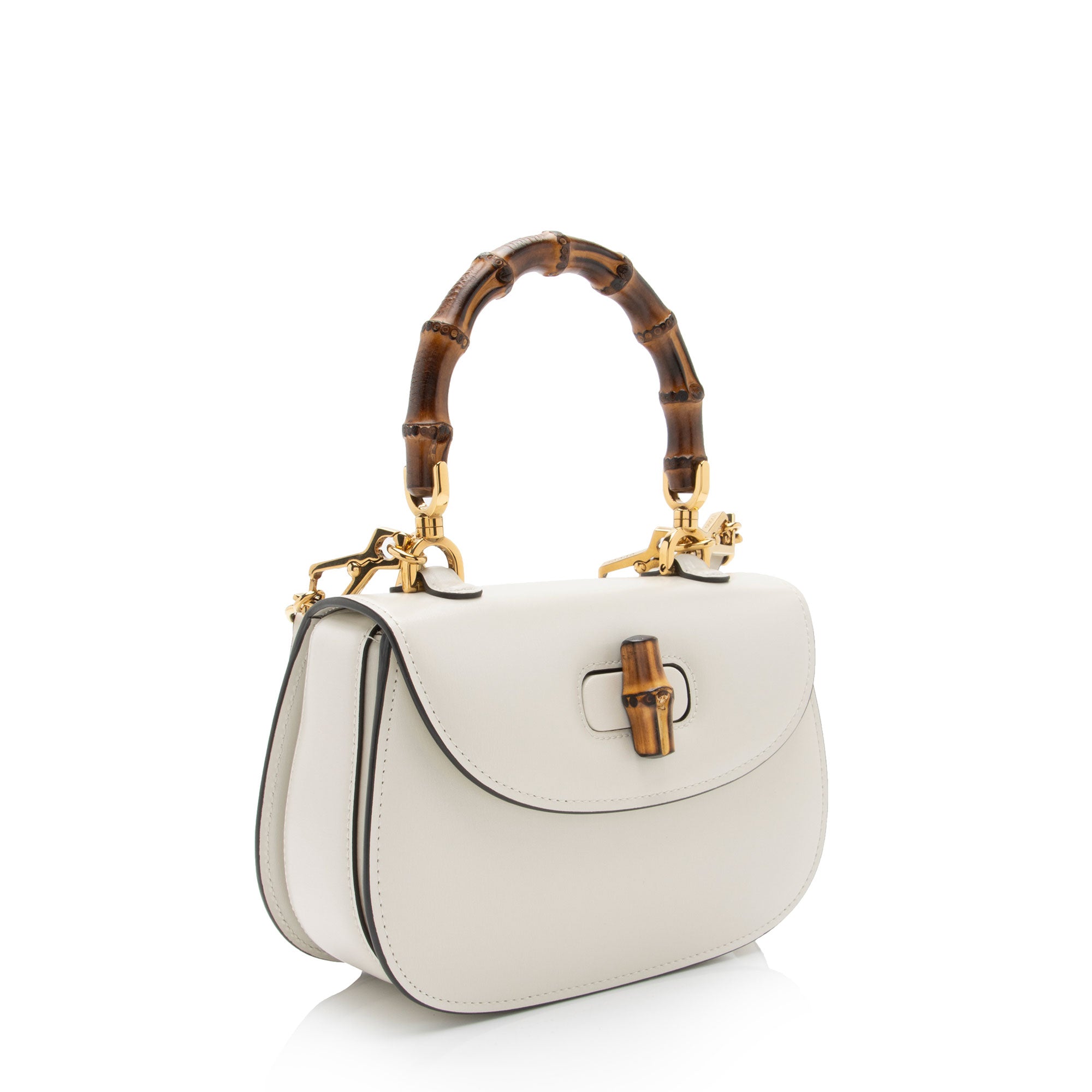 Gucci Leather Bamboo 1947 Small Top Handle Bag (SHF-twXIoA)
