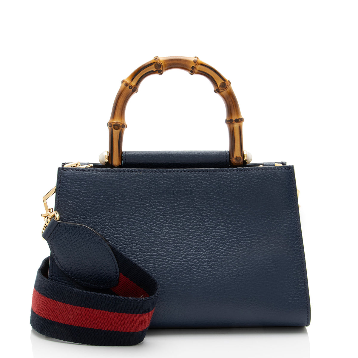 Gucci Leather Bamboo Nymphaea Small Top Handle