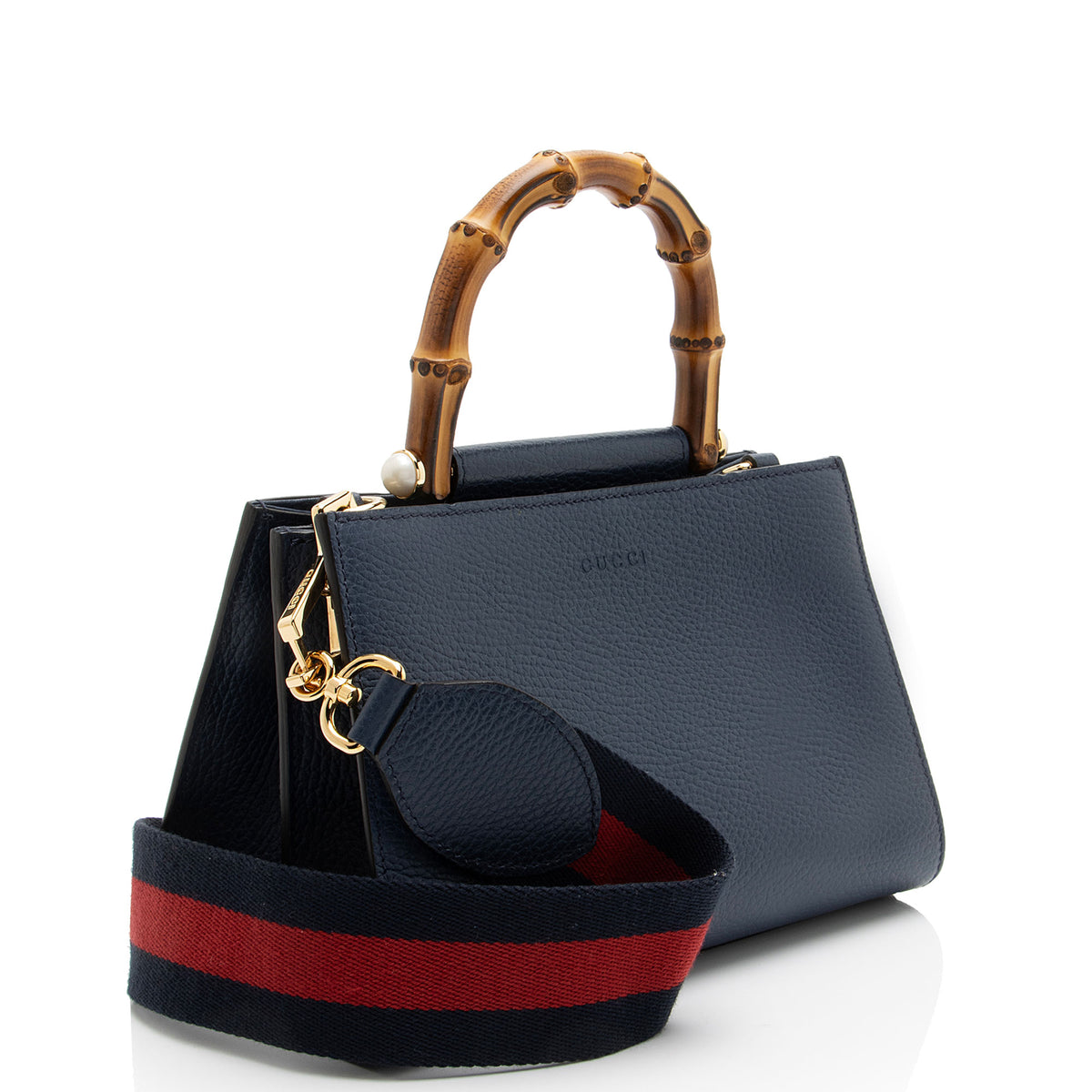 Gucci Leather Bamboo Nymphaea Small Top Handle
