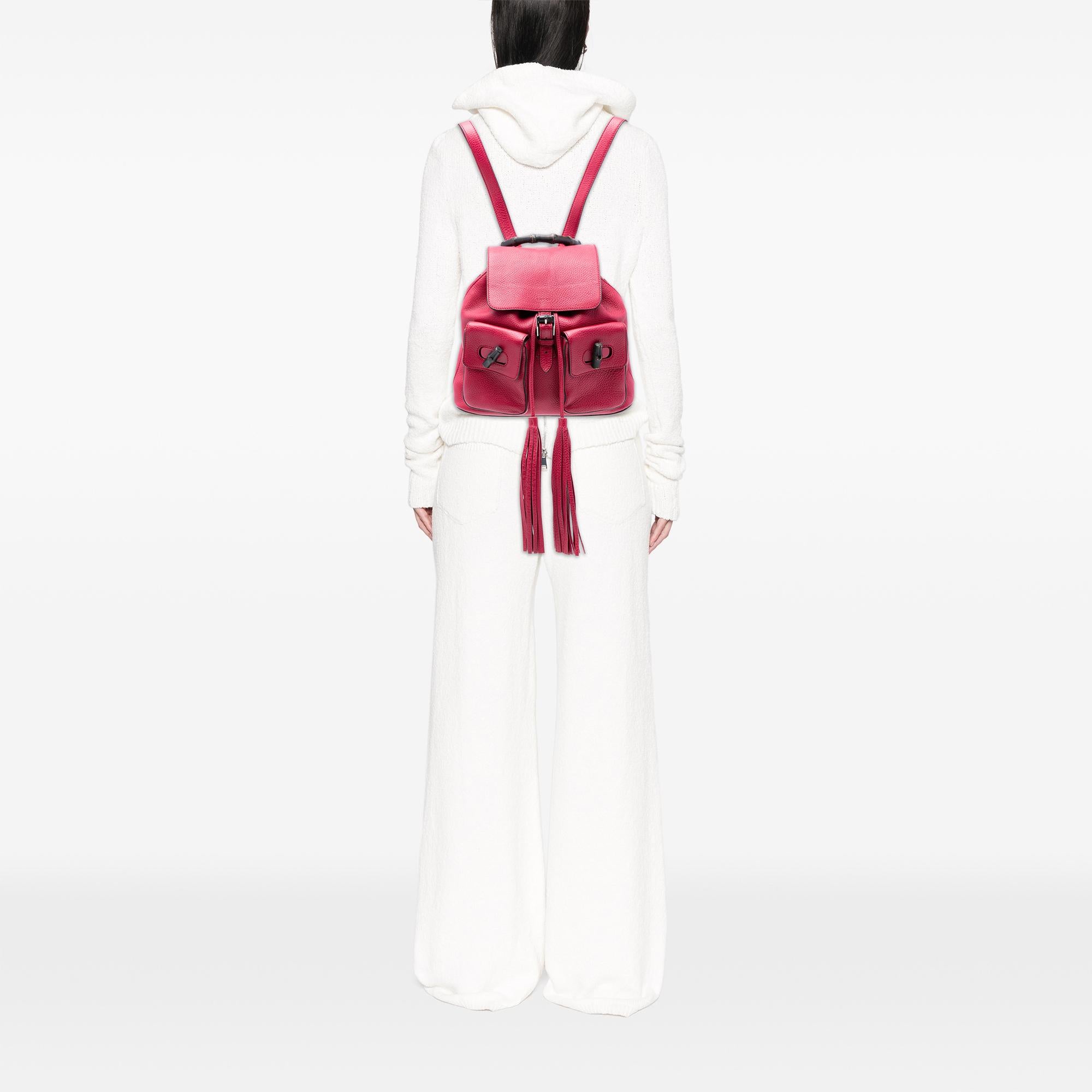 Gucci Leather Bamboo Tassel Backpack