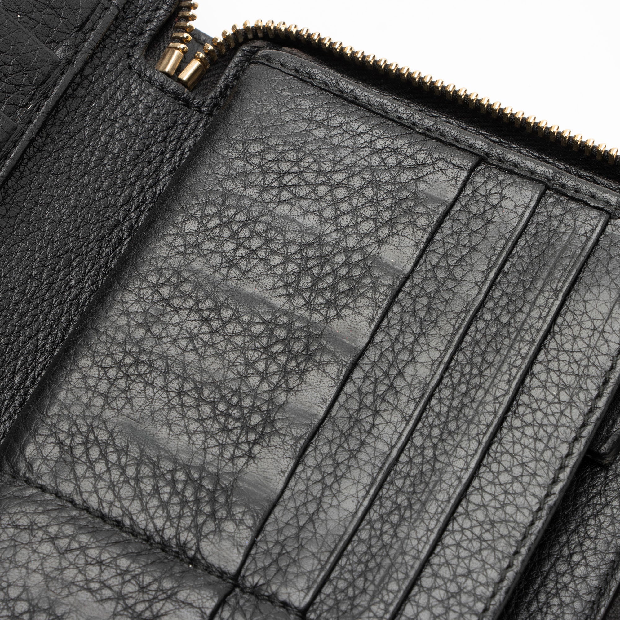 Gucci Leather Bamboo Zip Around Travel Wallet