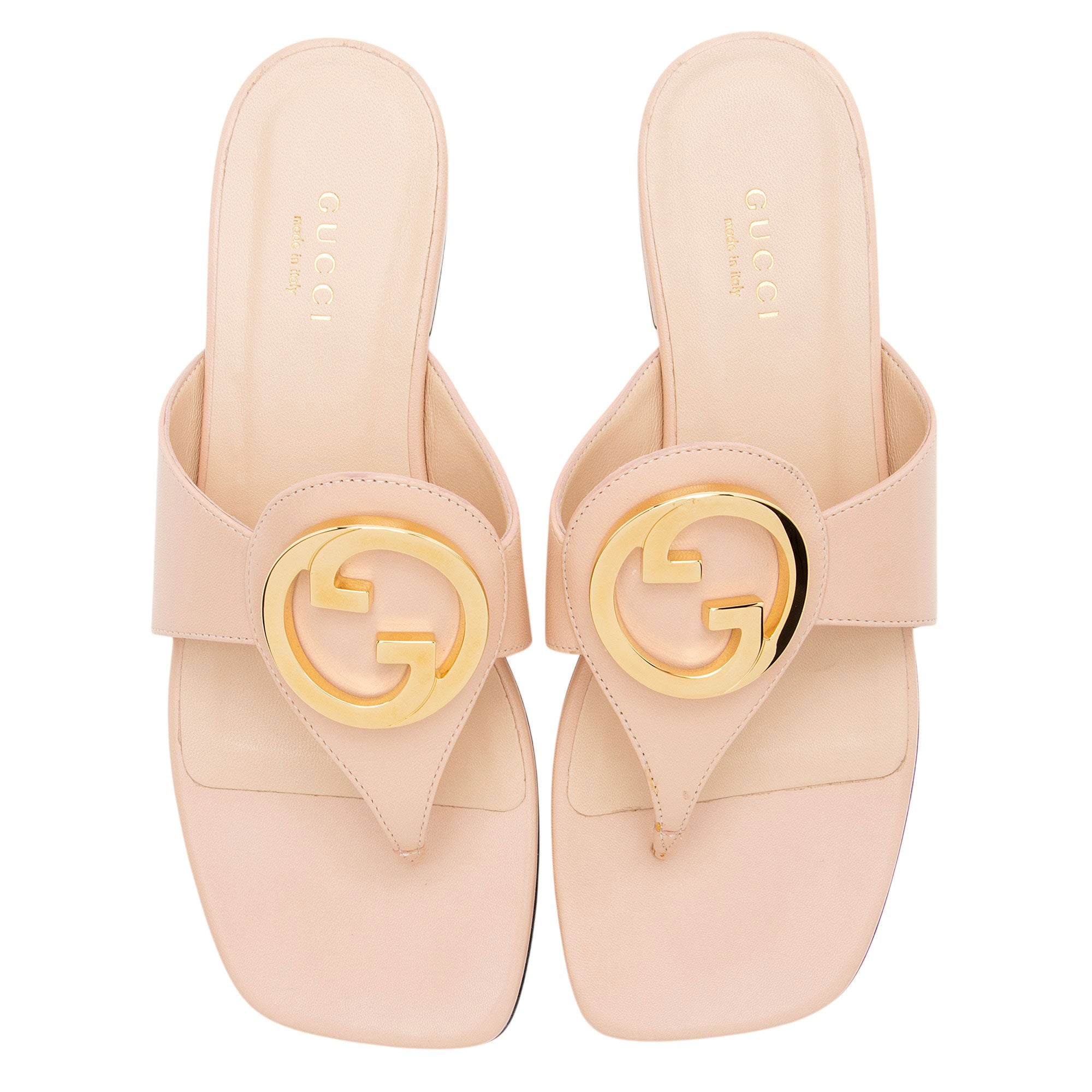 Gucci Leather Blondie T Strap Sandals - Size 7 / 37