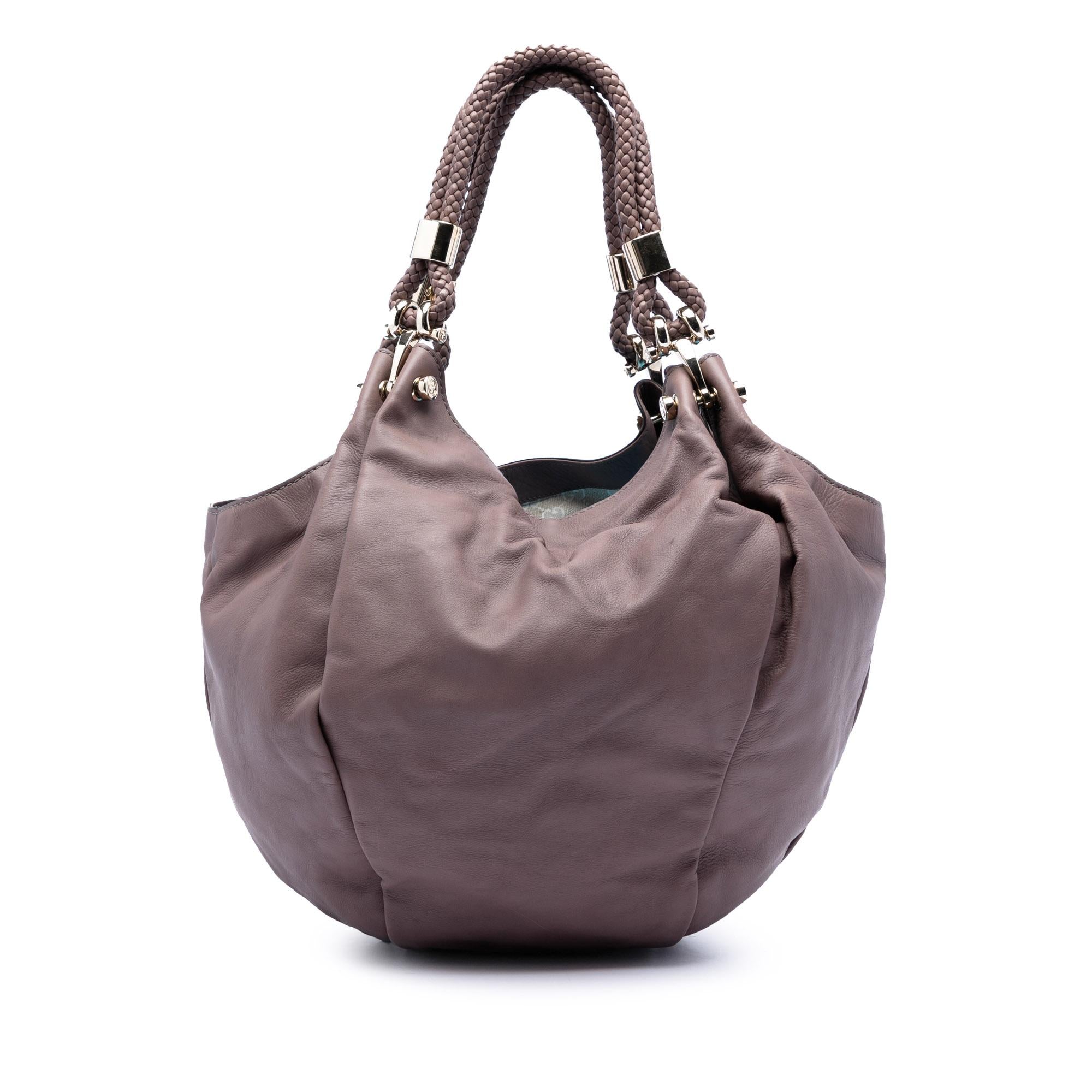 Gucci Leather Braided Handle Hobo