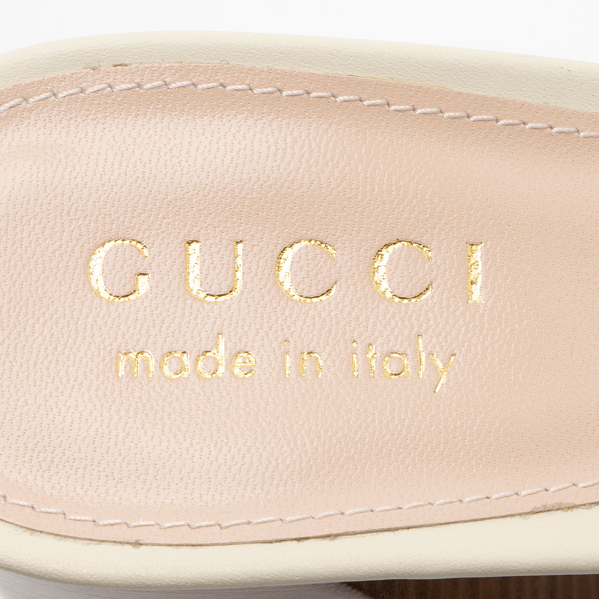 Gucci Leather Chain Logo Signoria Slide Sandals - Size 6.5 / 36.5