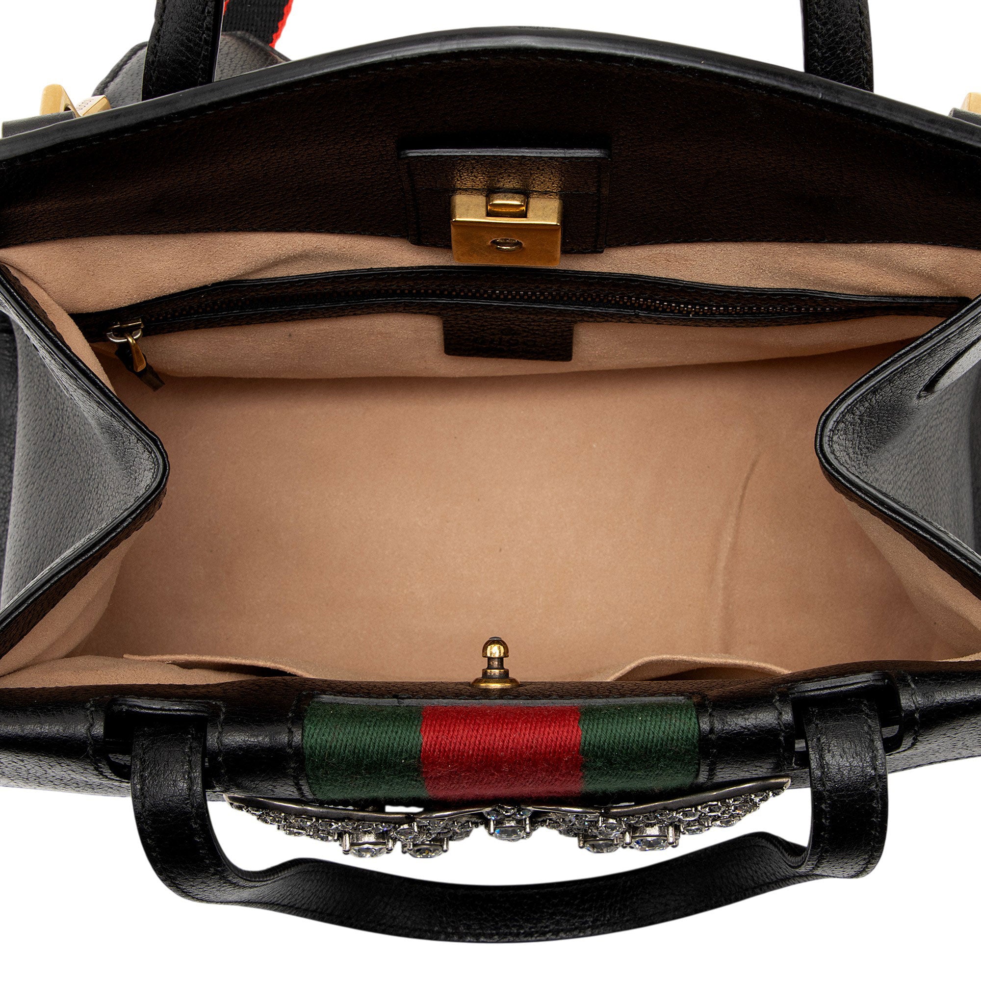 Gucci Leather Crystal Butterfly Linea Totem Top Handle